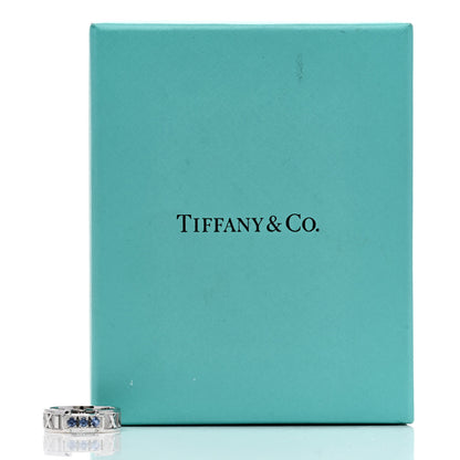 Tiffany 18K White Gold Blue Sapphire Atlas Ring 48 4.5 5 of 5