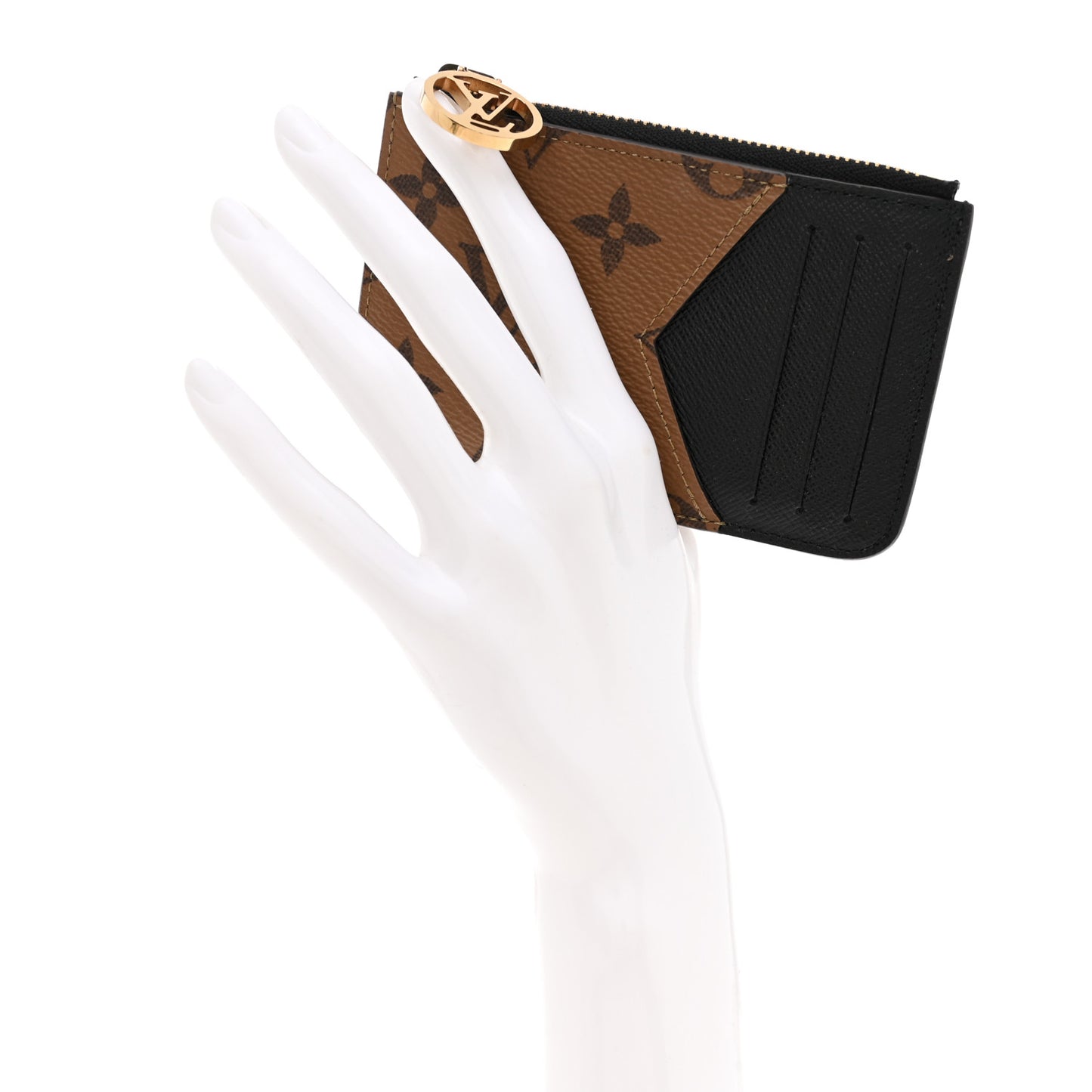Reverse Monogram Zipped Romy Card Holder