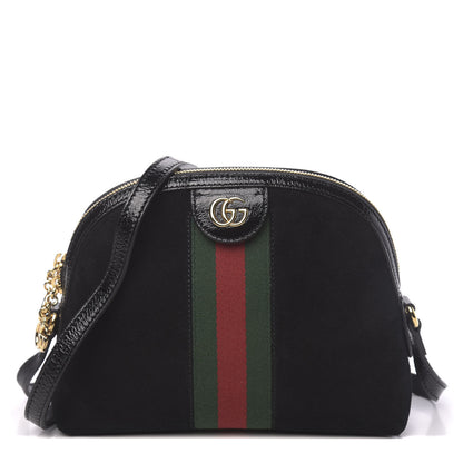 Gucci Suede Patent Web GG Small Ophidia Dome Shoulder Bag Black 1 of 12