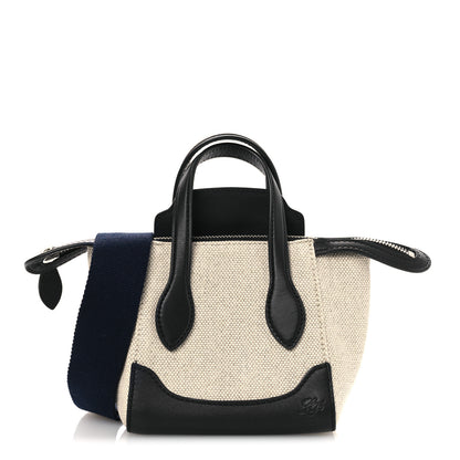 Loro Piana Calfskin Cotton Linen Nano Sesia Happy Day Bag Natural Black 1 of 9