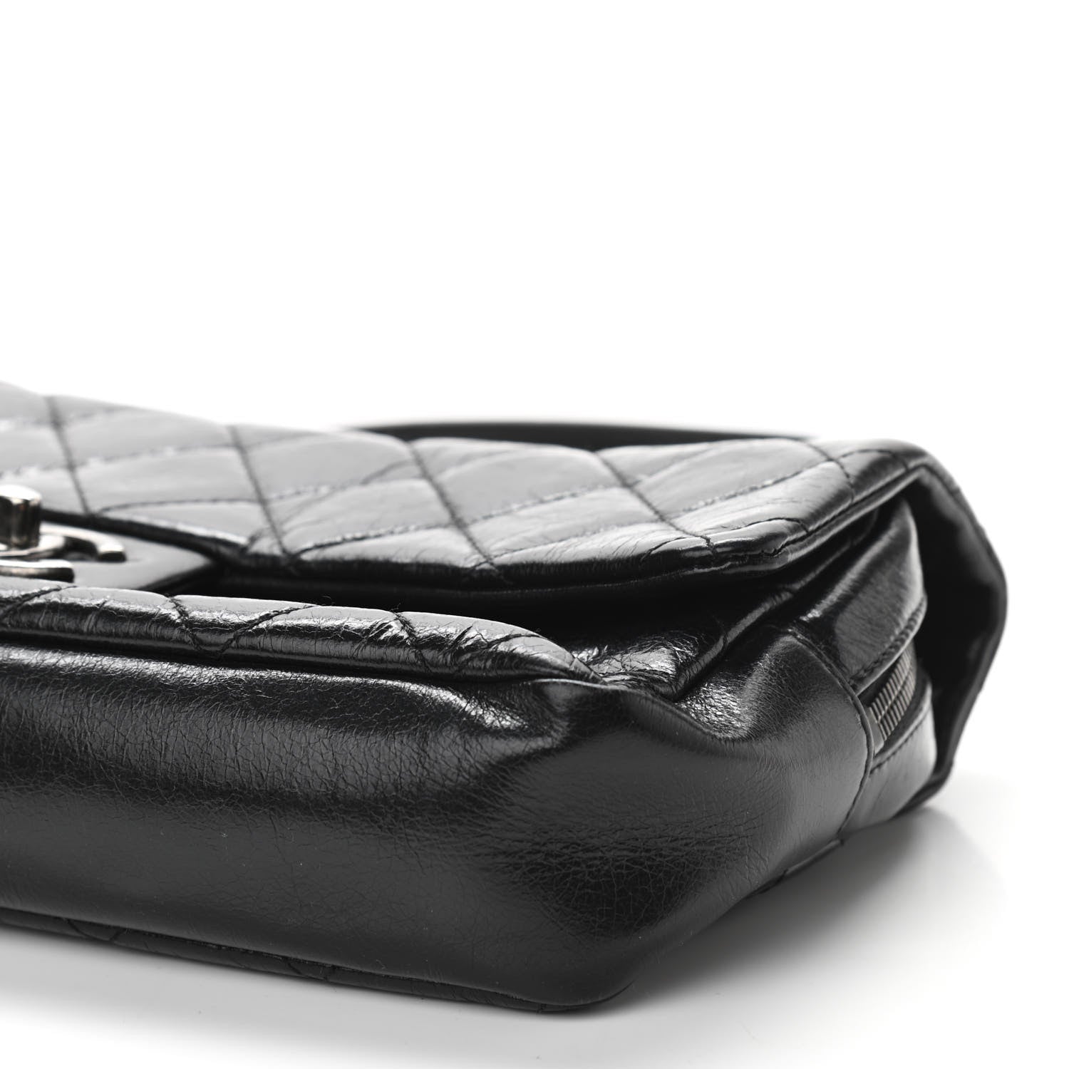 Chanel Glazed Calfskin Quilted Medium Duo Color Flap Black 10 of 10