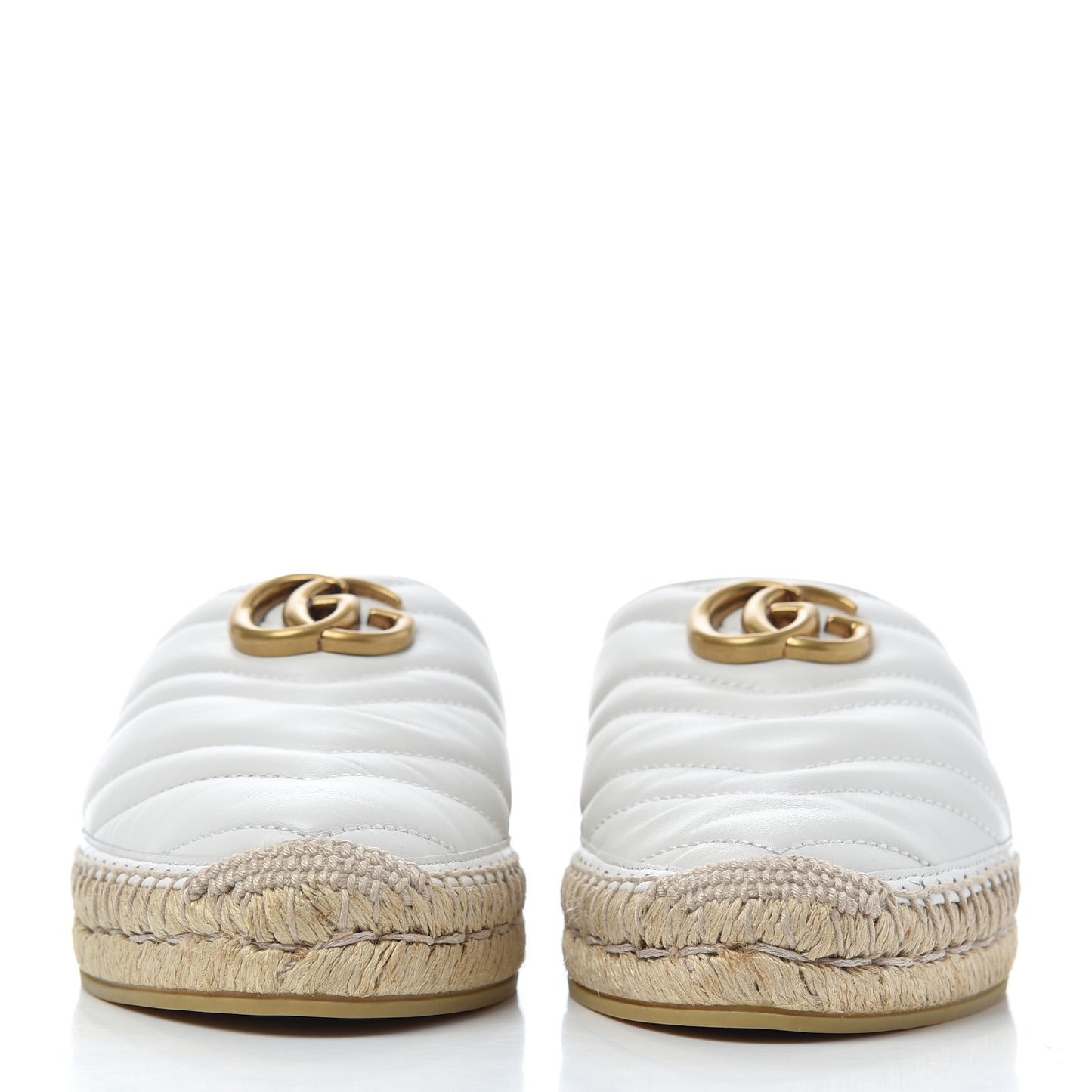 Nappa Matelasse GG Marmont Espadrille Slippers 38.5 Great White