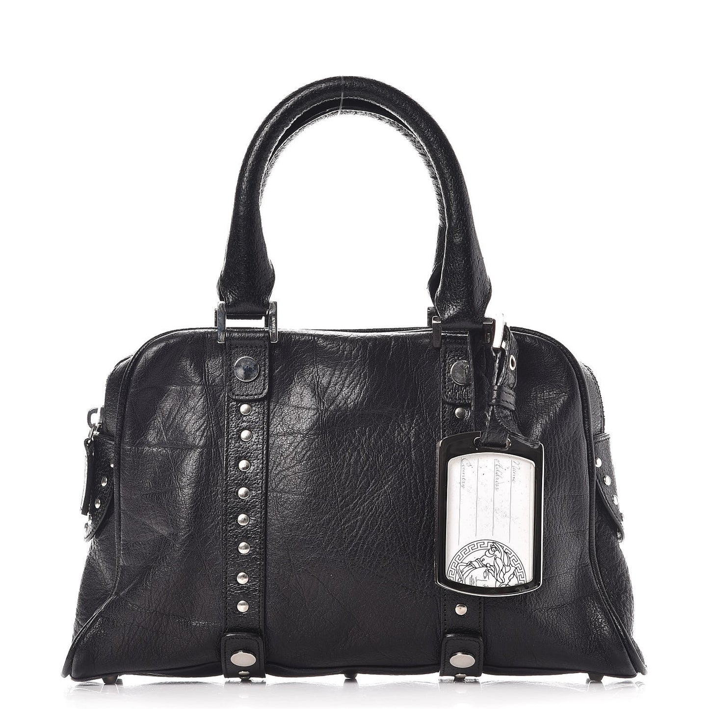 Calfskin Studded Small Satchel Black
