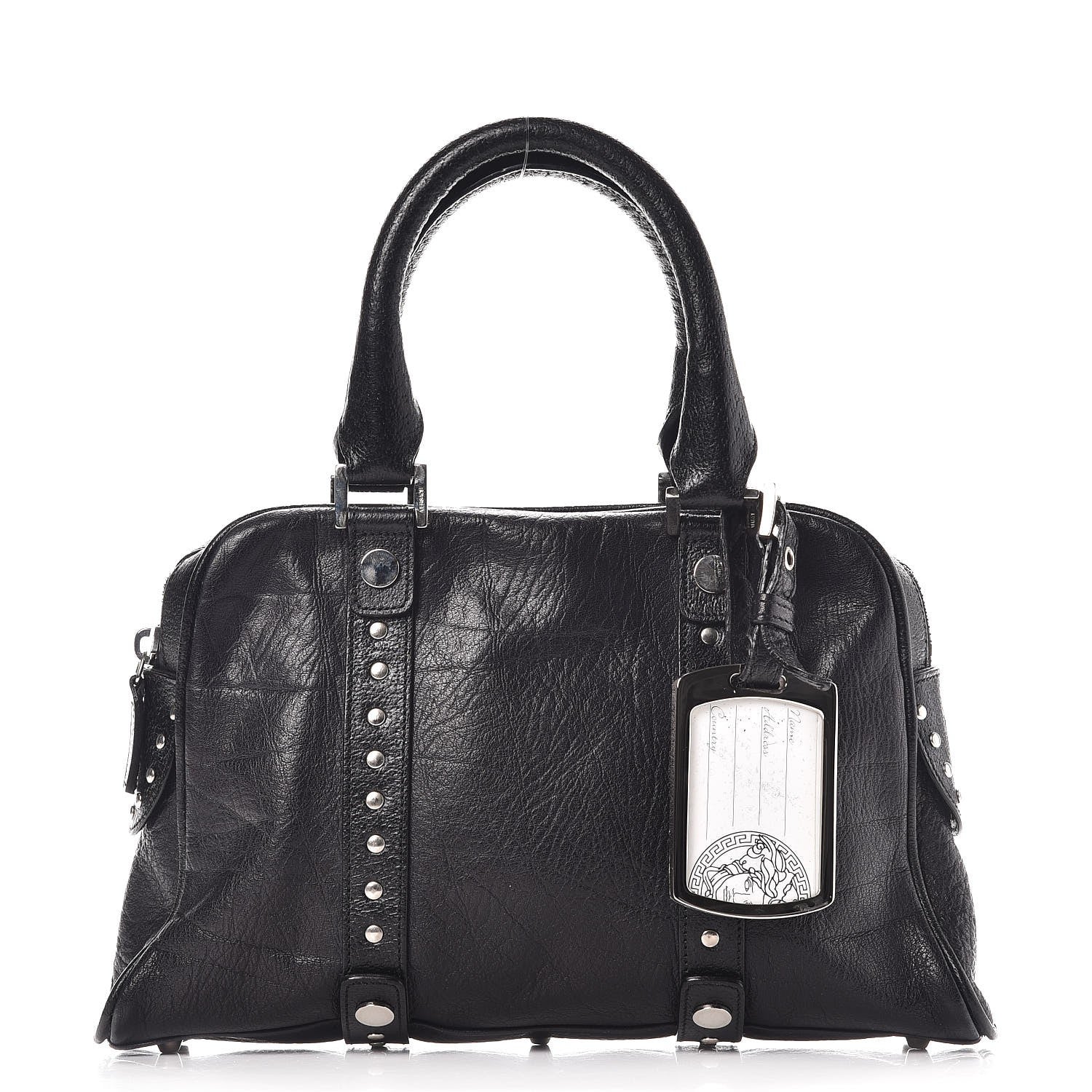 Versace Calfskin Studded Small Satchel Black 1 of 9