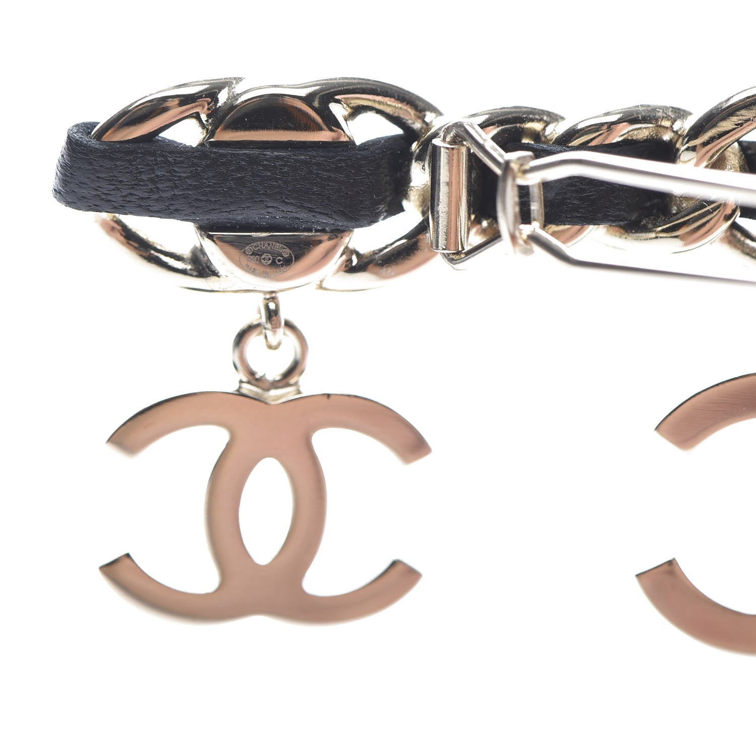 Chanel Metal Glass Lambskin Pearl CC Hair Clip Black Multicolor 3 of 4