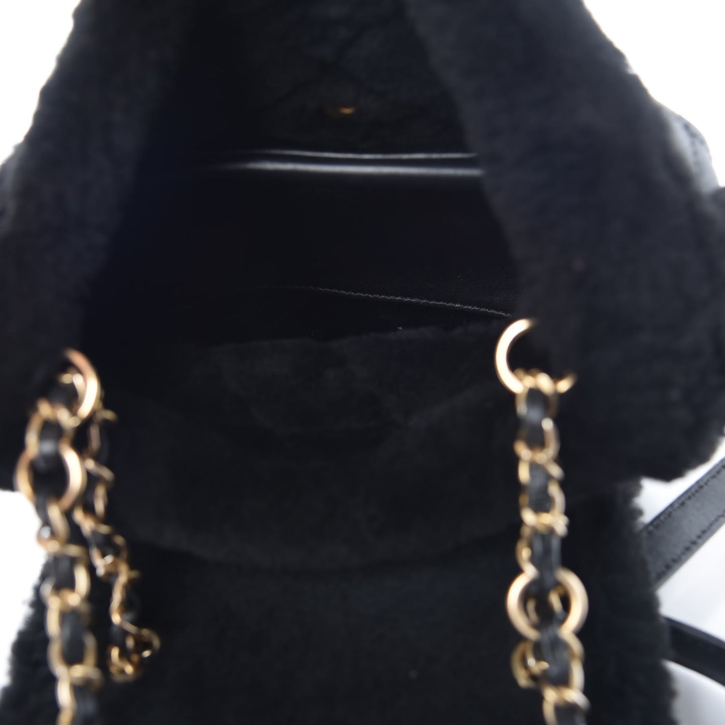 Lambskin Shearling Quilted CC Backpack Black