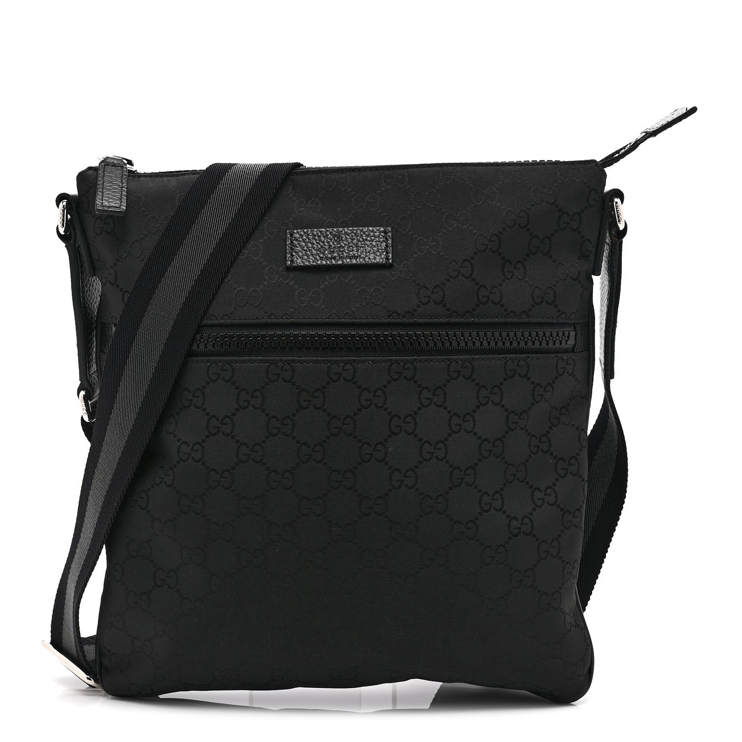 Nylon Monogram Small Flat Messenger Bag Black