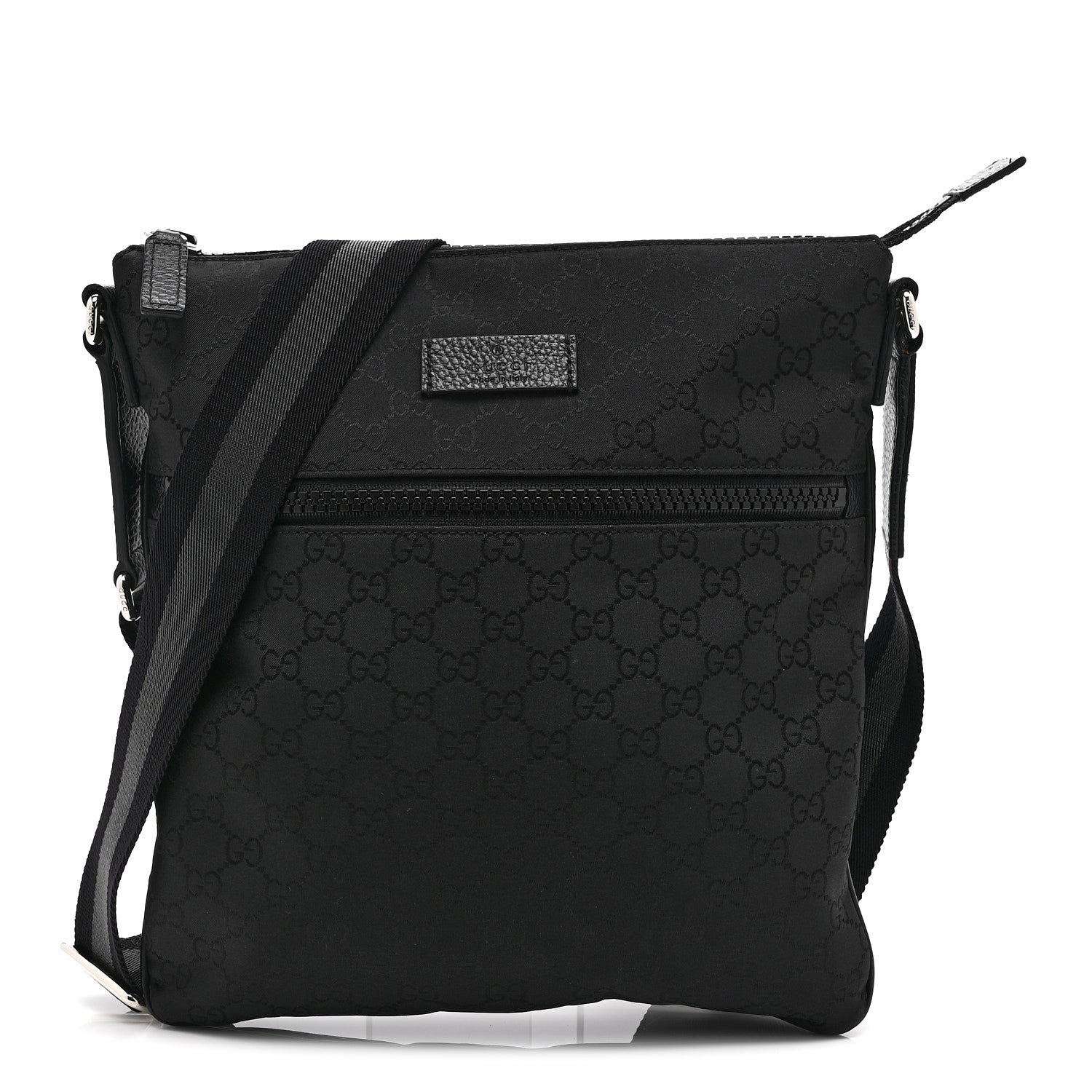 Gucci Nylon Monogram Small Flat Messenger Bag Black 1 of 11