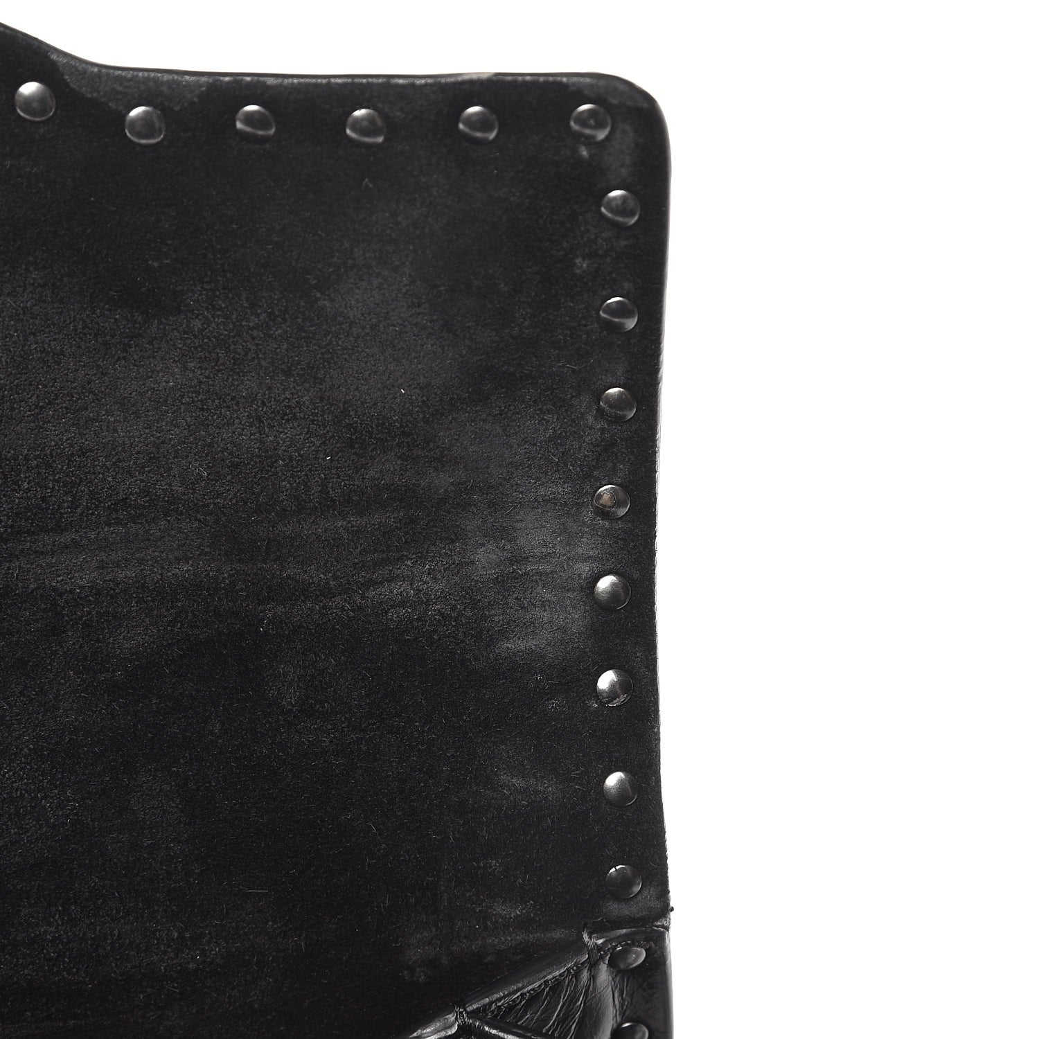 Valentino Garavani Craquele Calfskin Medium Guitar Strap Rockstud Rolling Flap Saddle Bag Black 9 of 9