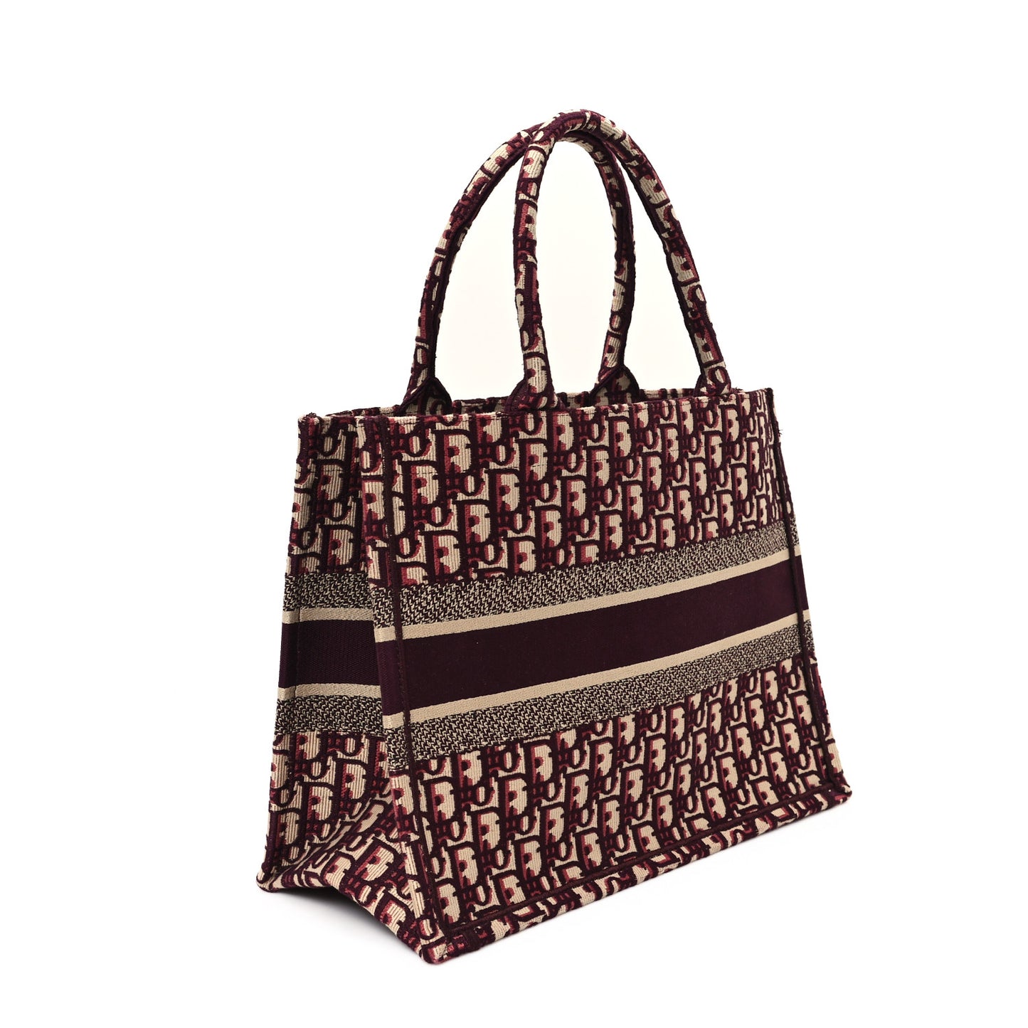 Oblique Medium Book Tote Burgundy Multicolor