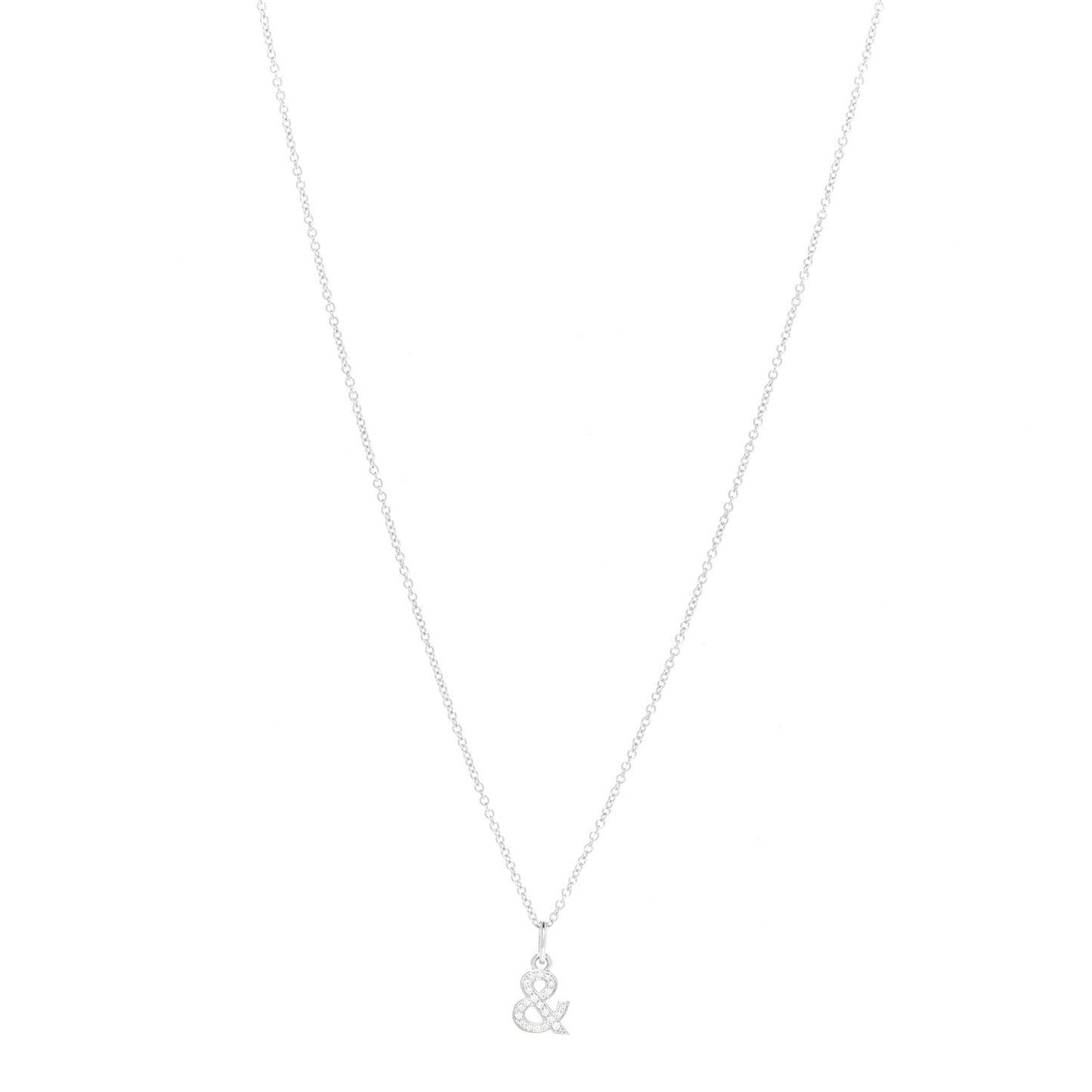 18K White Gold Diamond Small Ampersand Pendant Necklace