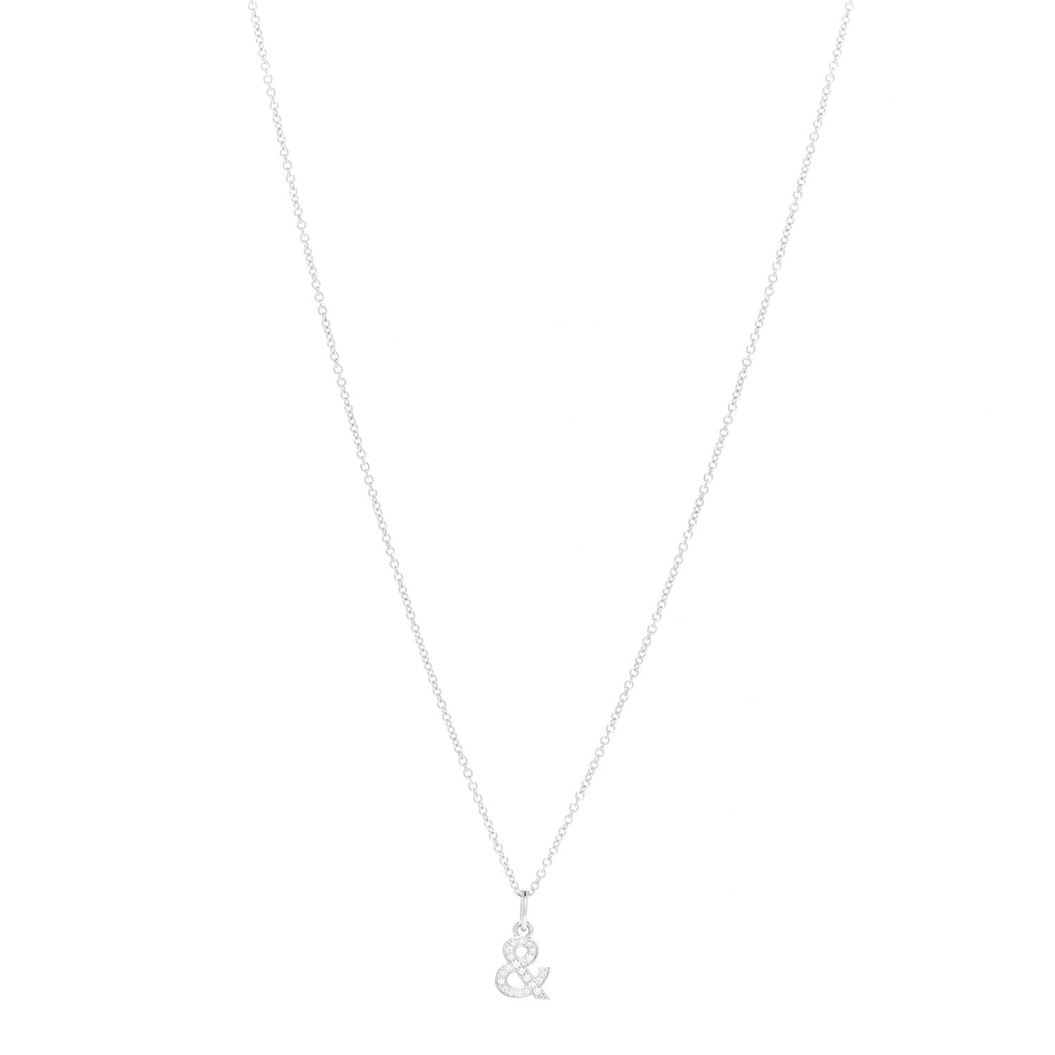 Tiffany 18K White Gold Diamond Small Ampersand Pendant Necklace 1 of 6
