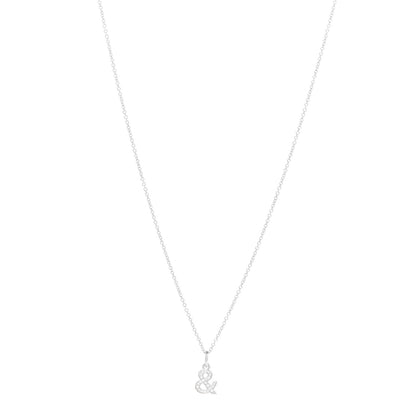Tiffany 18K White Gold Diamond Small Ampersand Pendant Necklace 1 of 6