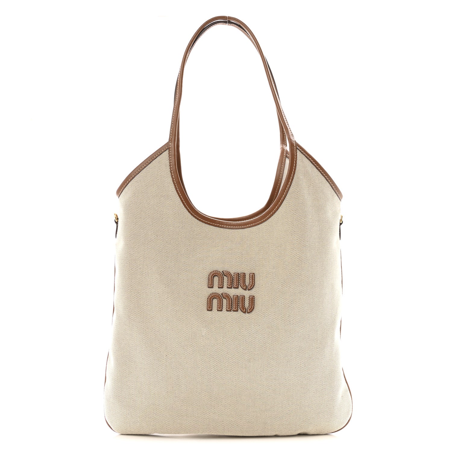 Miu Miu Canvas Ivy Beige Brandy 1 of 10