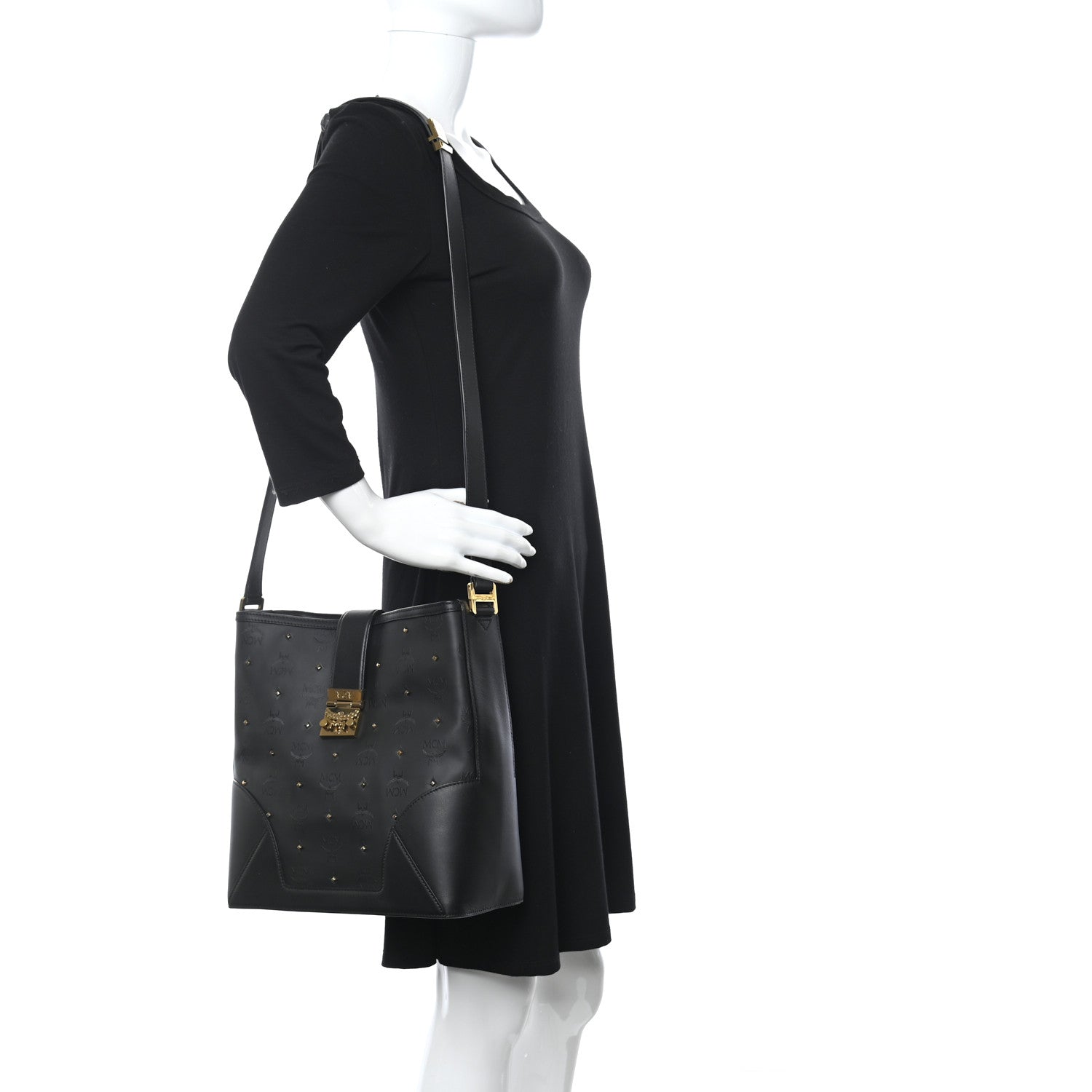 MCM Coated Canvas Claudia Studs Crossbody Bag Black 2 of 8