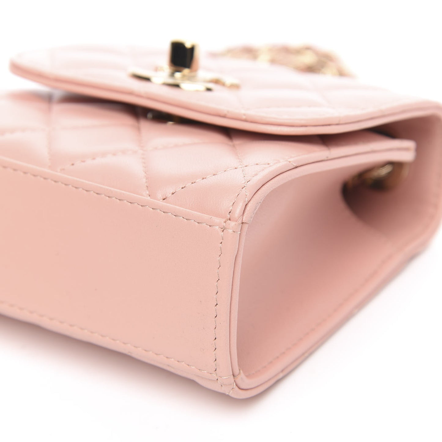 Lambskin Quilted Mini Trendy CC Clutch With Chain Light Pink