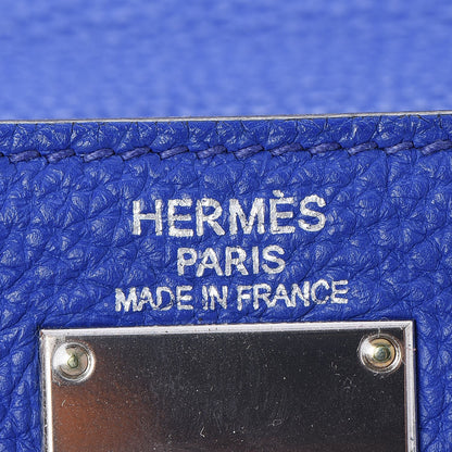 Hermes Taurillon Clemence Shoulder Kelly 40 Bleu Electrique 20 of 32