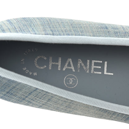 Chanel Suede Calfskin Lambskin CC Cap Toe Ballerina Flats 36.5 Light Blue 6 of 12