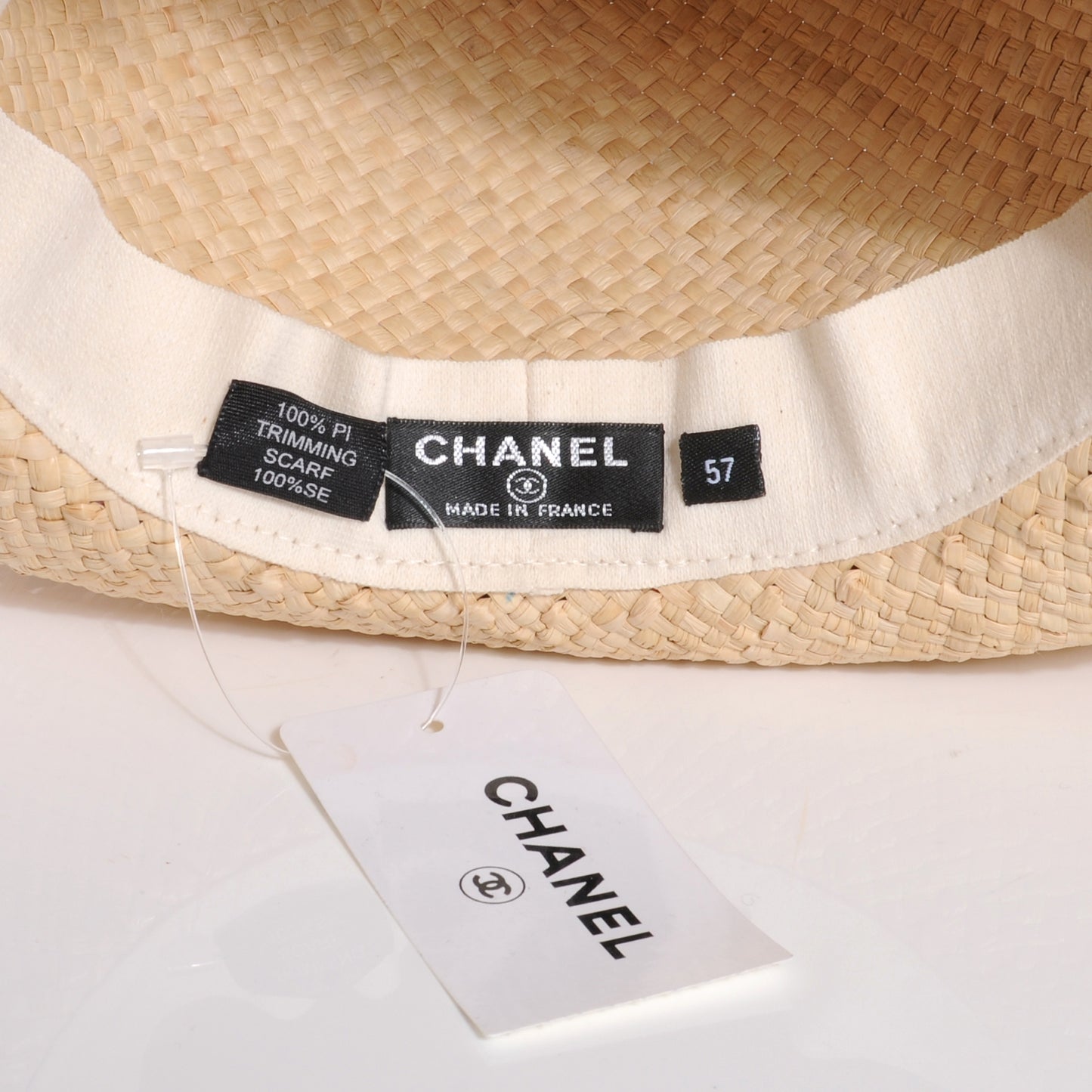Straw and Silk Scarf Hat Size 57