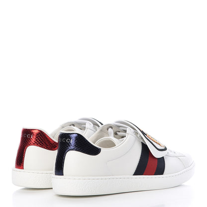 Gucci Calfskin Ayers Web Tiger Embroidered Mens Ace Sneakers 8.5 White 4 of 12
