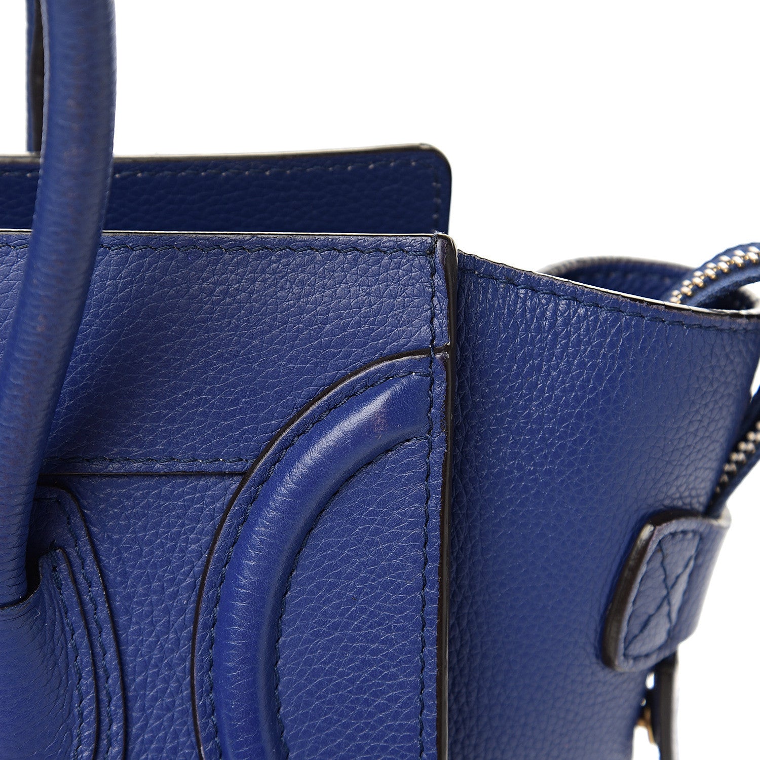 Celine Drummed Calfskin Mini Luggage Indigo 8 of 11