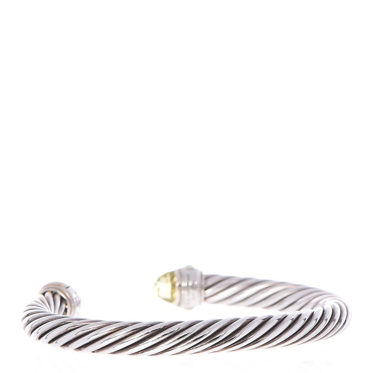 Sterling Silver 14K Yellow Gold Peridot 7mm Cable Classics Bracelet