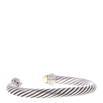 David Yurman Sterling Silver 14K Yellow Gold Peridot 7mm Cable Classics Bracelet 3 of 5