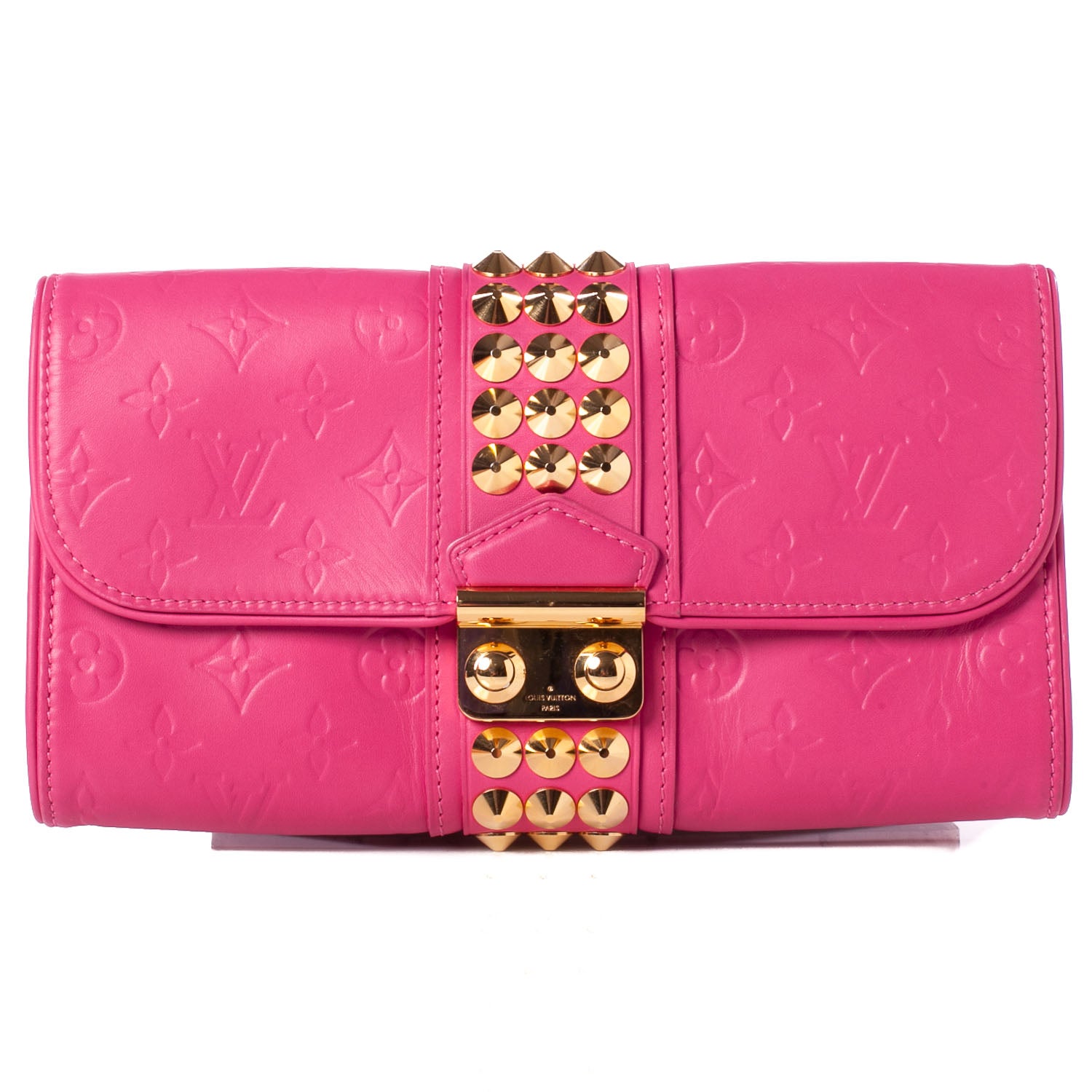 Louis Vuitton Calfskin Embossed Courtney Pochette Clutch Fuchsia 1 of 9