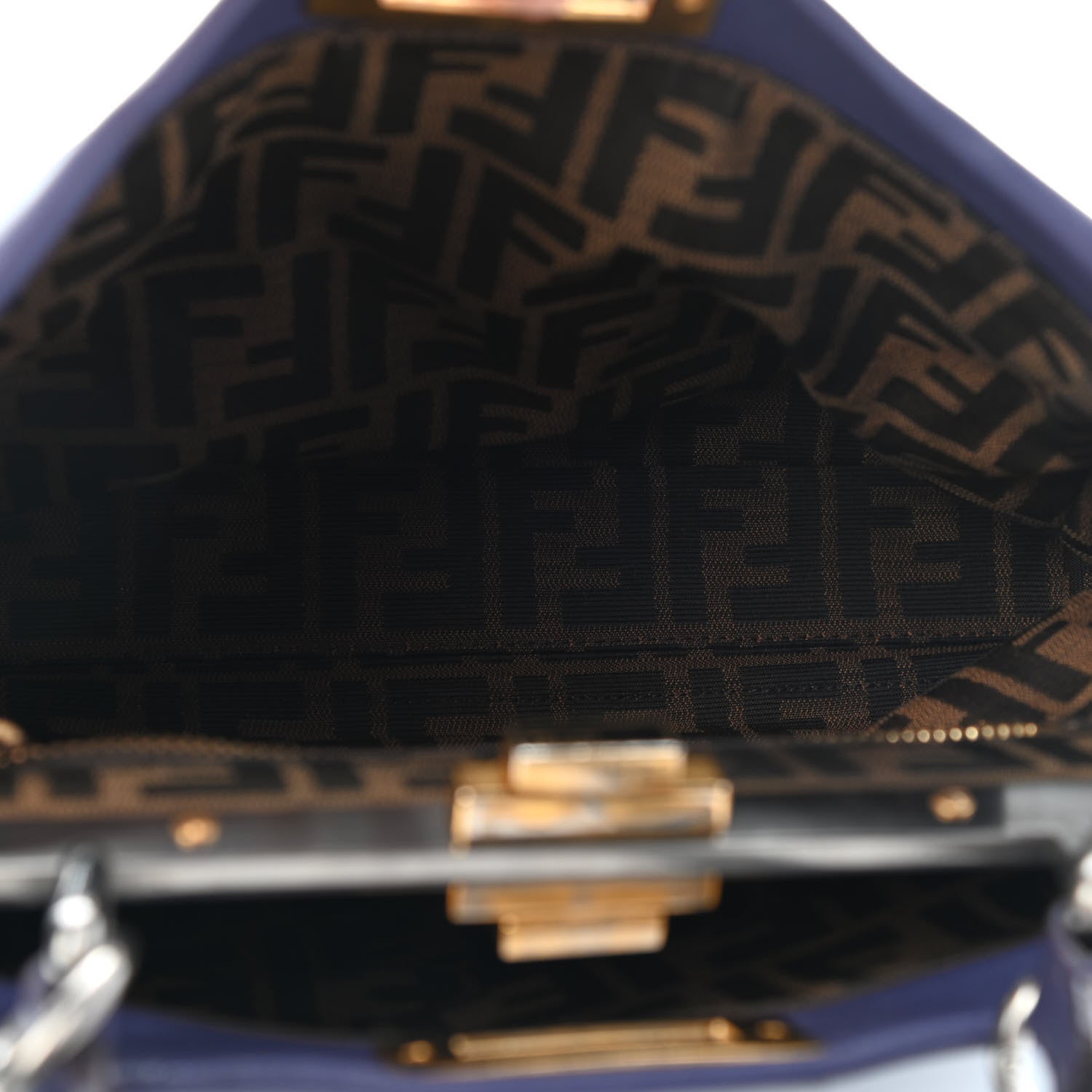 Fendi Goatskin Zucca Medium Peekaboo Iconic Satchel Purple 6 of 12