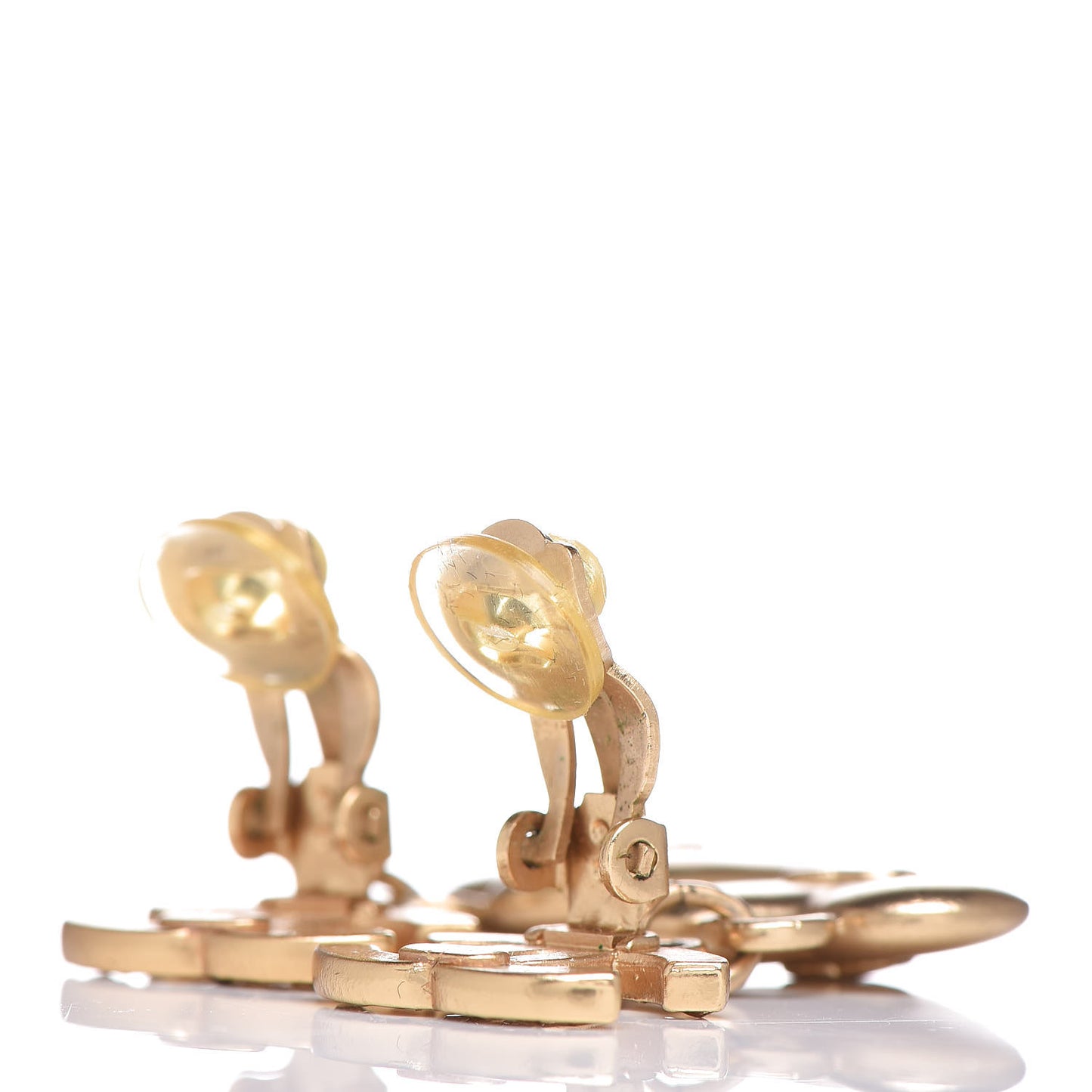 Crystal CC Heart Clip On Earrings Gold