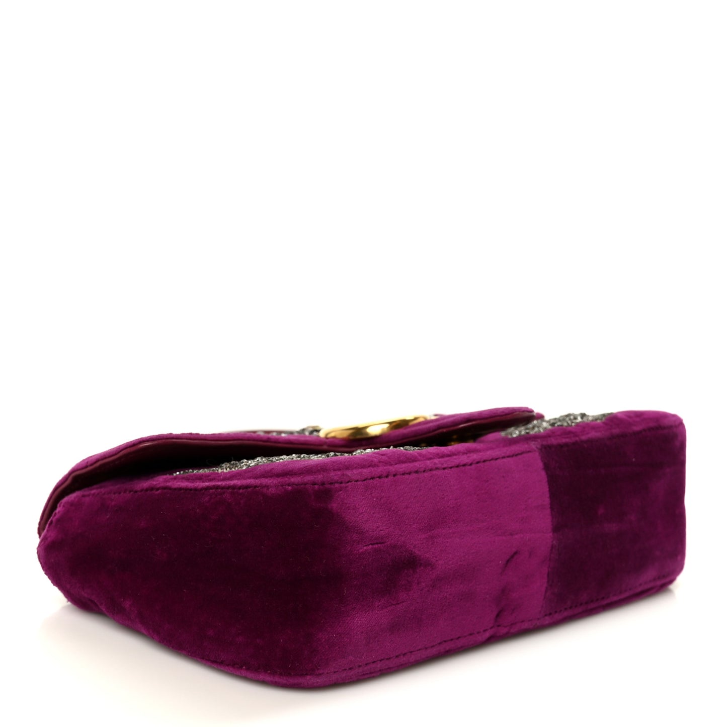 Velvet Matelasse Embroidered Mini GG Marmont Shoulder Bag Bordeaux