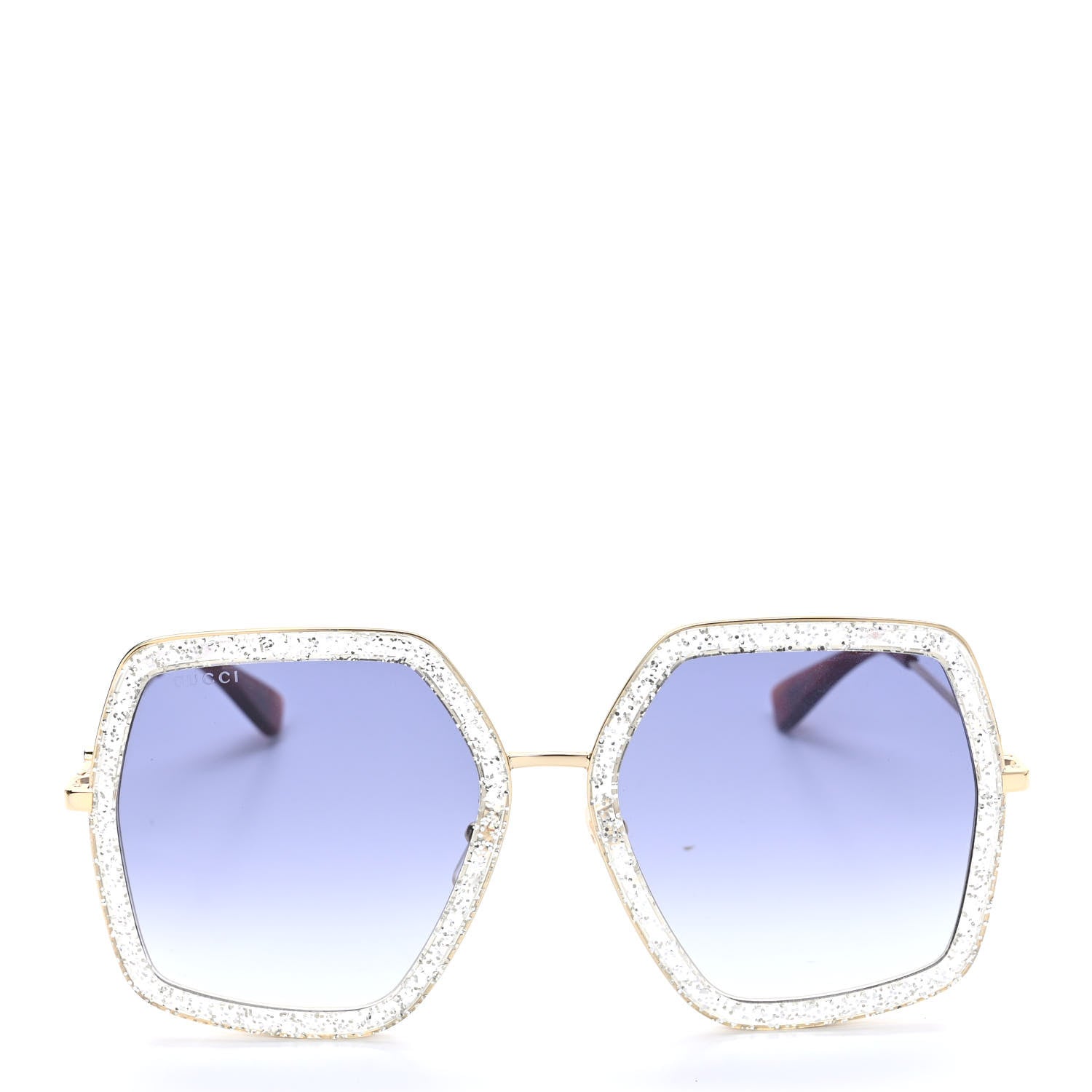 Gucci Glitter Acetate Oversize Square Frame Sunglasses GG0106S Gold 2 of 9