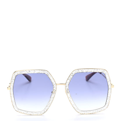 Gucci Glitter Acetate Oversize Square Frame Sunglasses GG0106S Gold 2 of 9