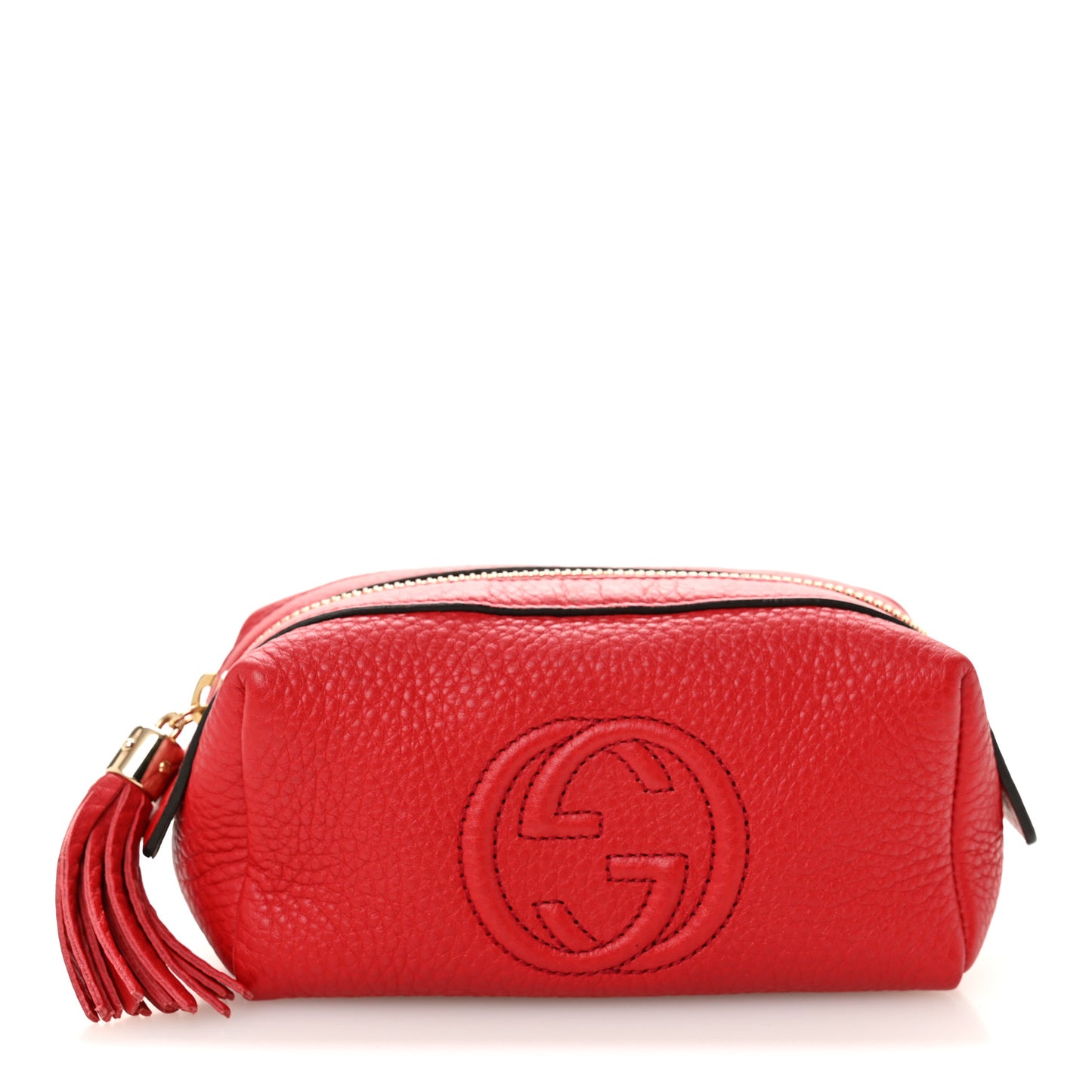 Pebbled Calfskin Soho Small Cosmetic Case Red