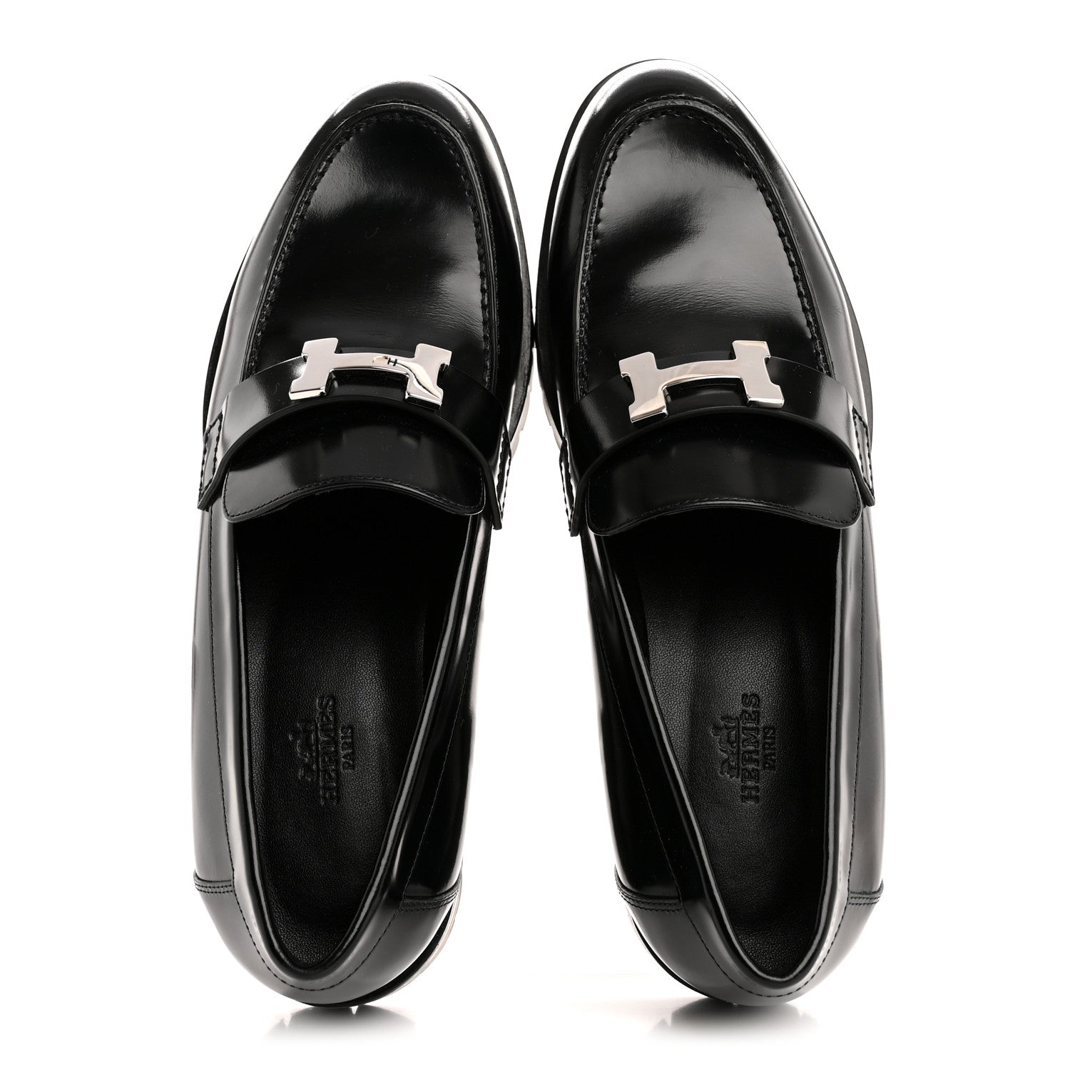 Hermes Calfskin Womens Faubourg Loafers 38 Black 2 of 10
