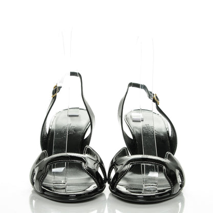 Hermes Patent Night 70 Slingback Sandals 38.5 Black 2 of 8