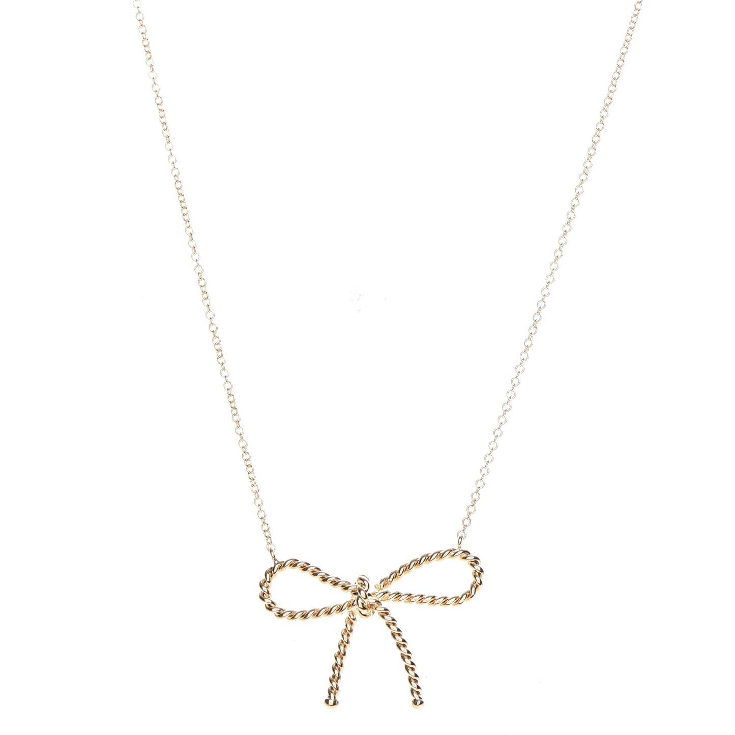 18K Yellow Gold Twist Bow Pendant Necklace