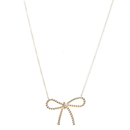 Tiffany 18K Yellow Gold Twist Bow Pendant Necklace 3 of 8