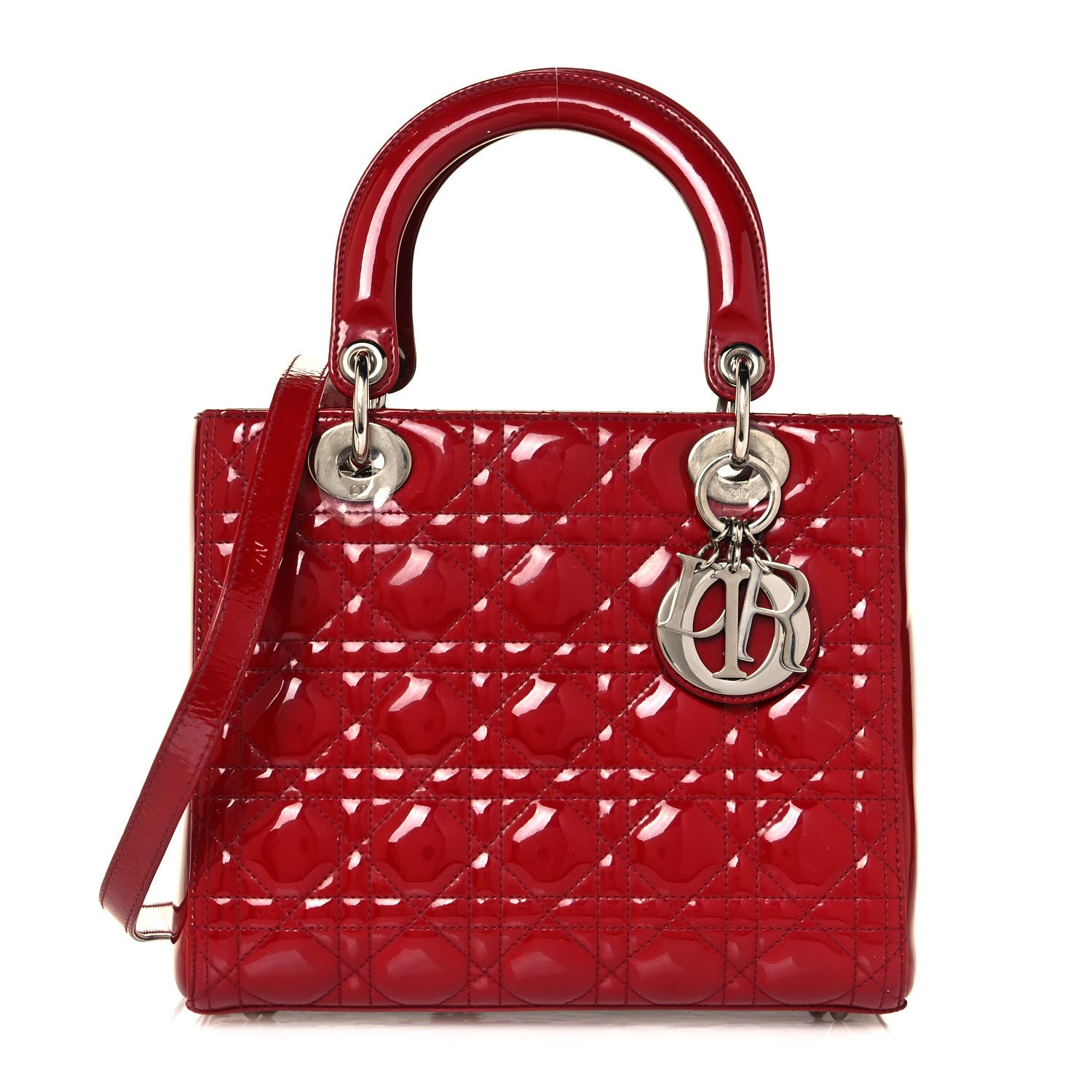 Christian Dior Patent Cannage Medium Lady Dior Red 1 of 13