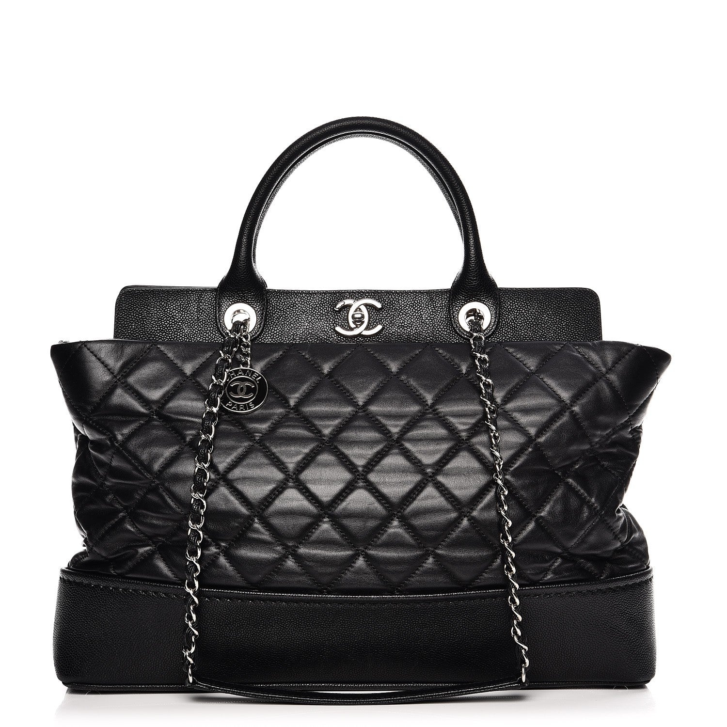 Chanel Lambskin Caviar Quilted Bi Coco Large Shopper Tote Black 1 of 9