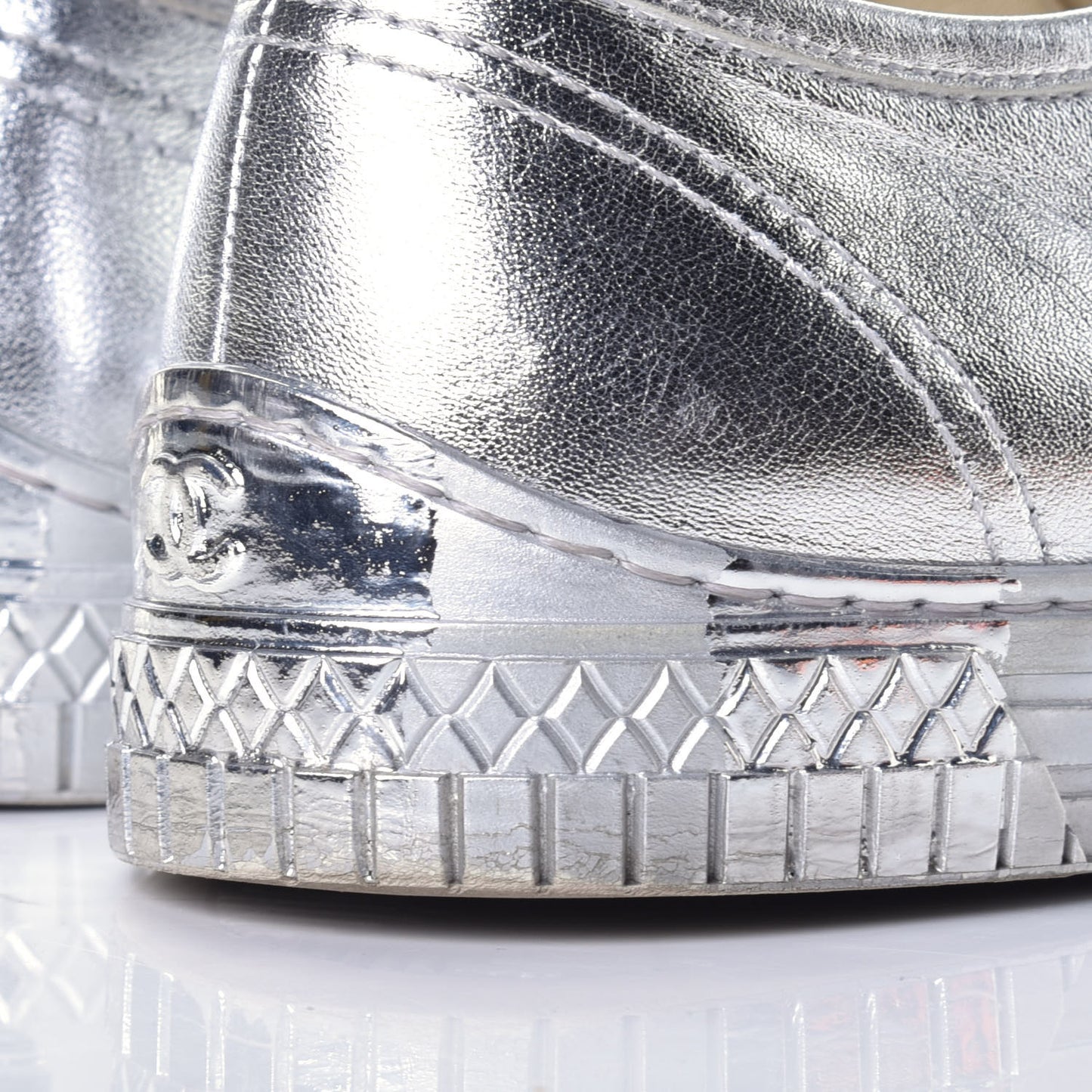 Laminated Lambskin Sneakers 39.5 Silver