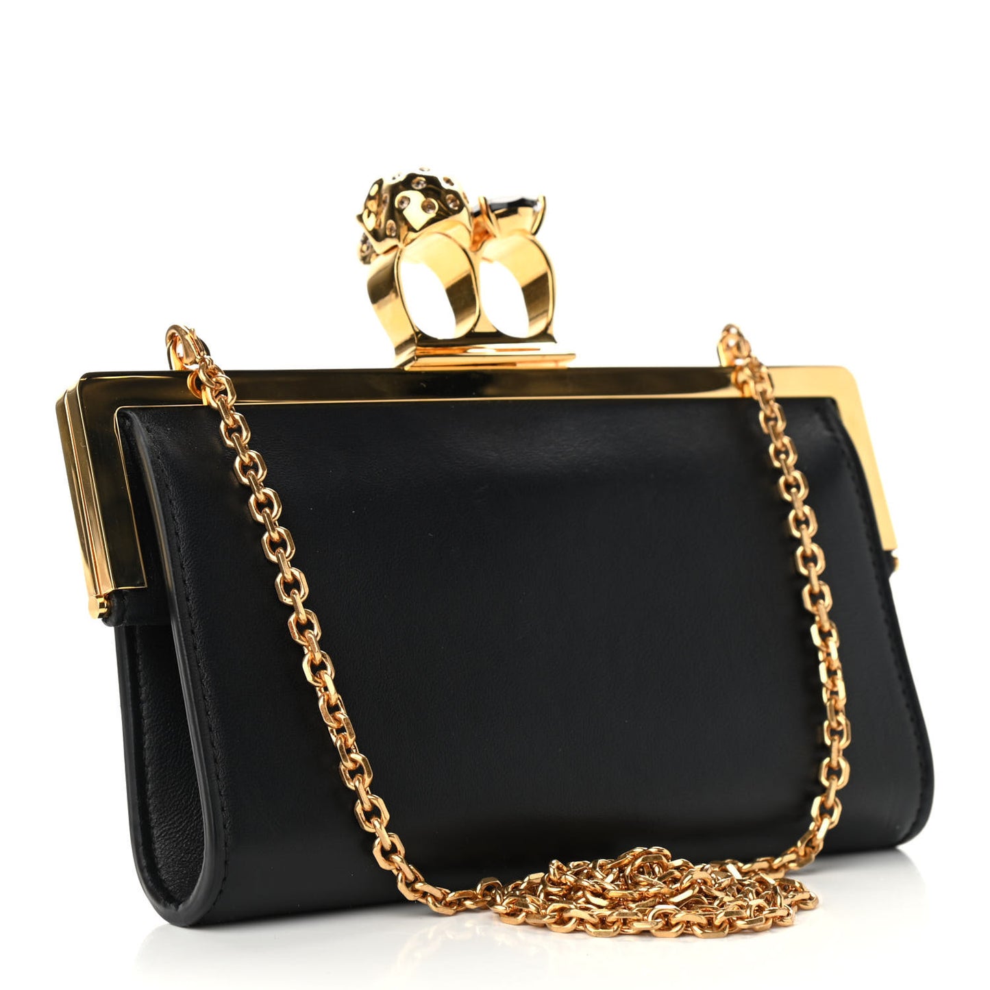 Nappa Skull Knuckle Wallet On Chain Black