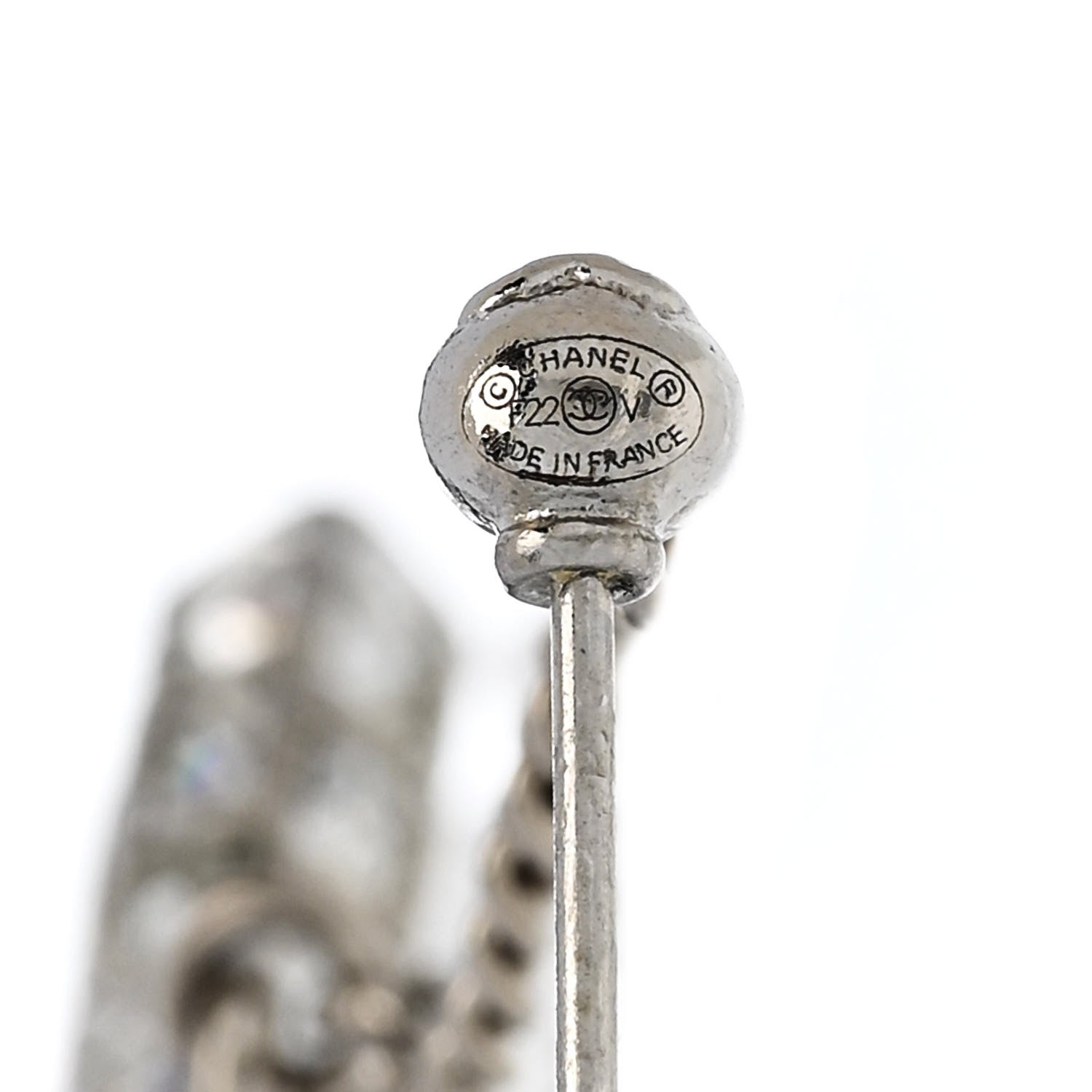 Chanel Baguette Crystal CC Drop Earrings Silver 4 of 5