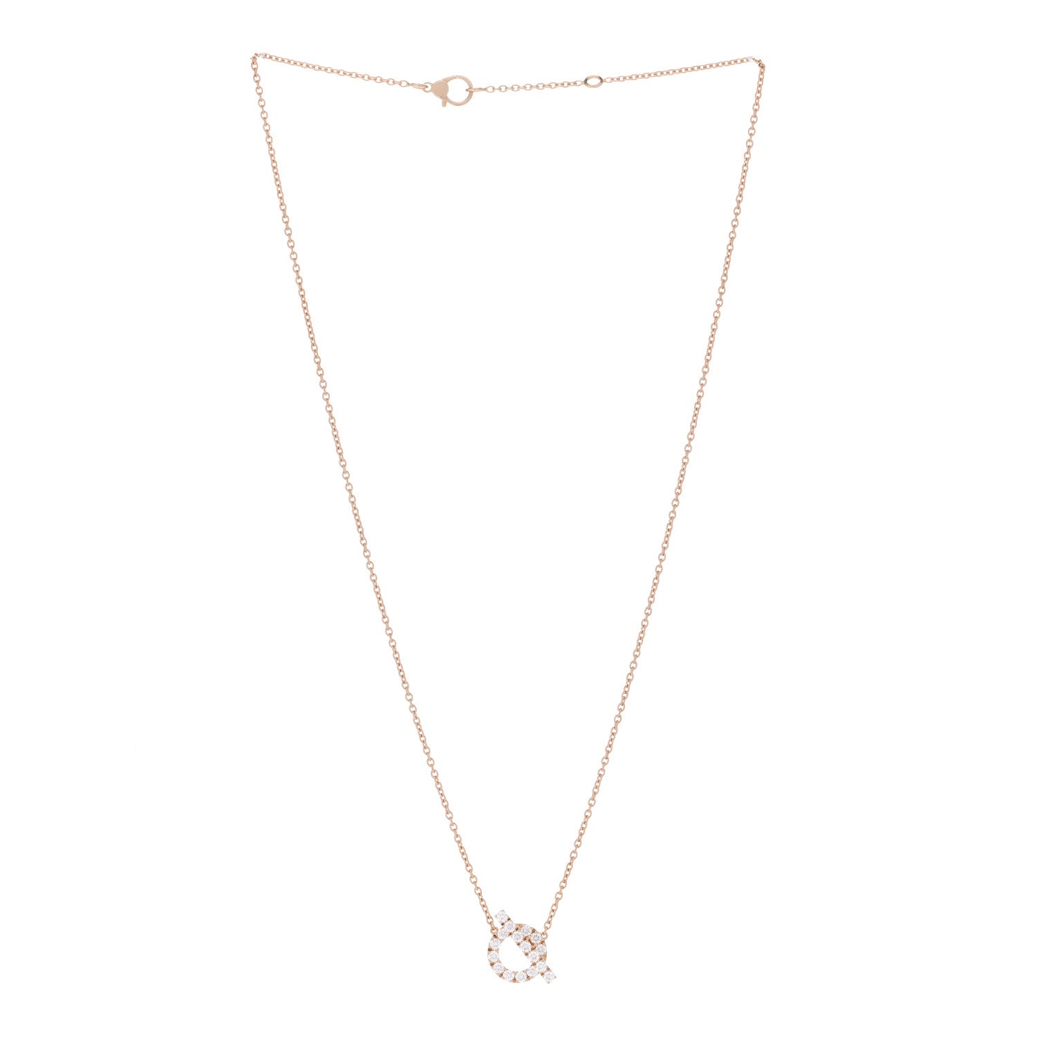 Hermes 18K Rose Gold Diamond Finesse Pendant Necklace 3 of 5