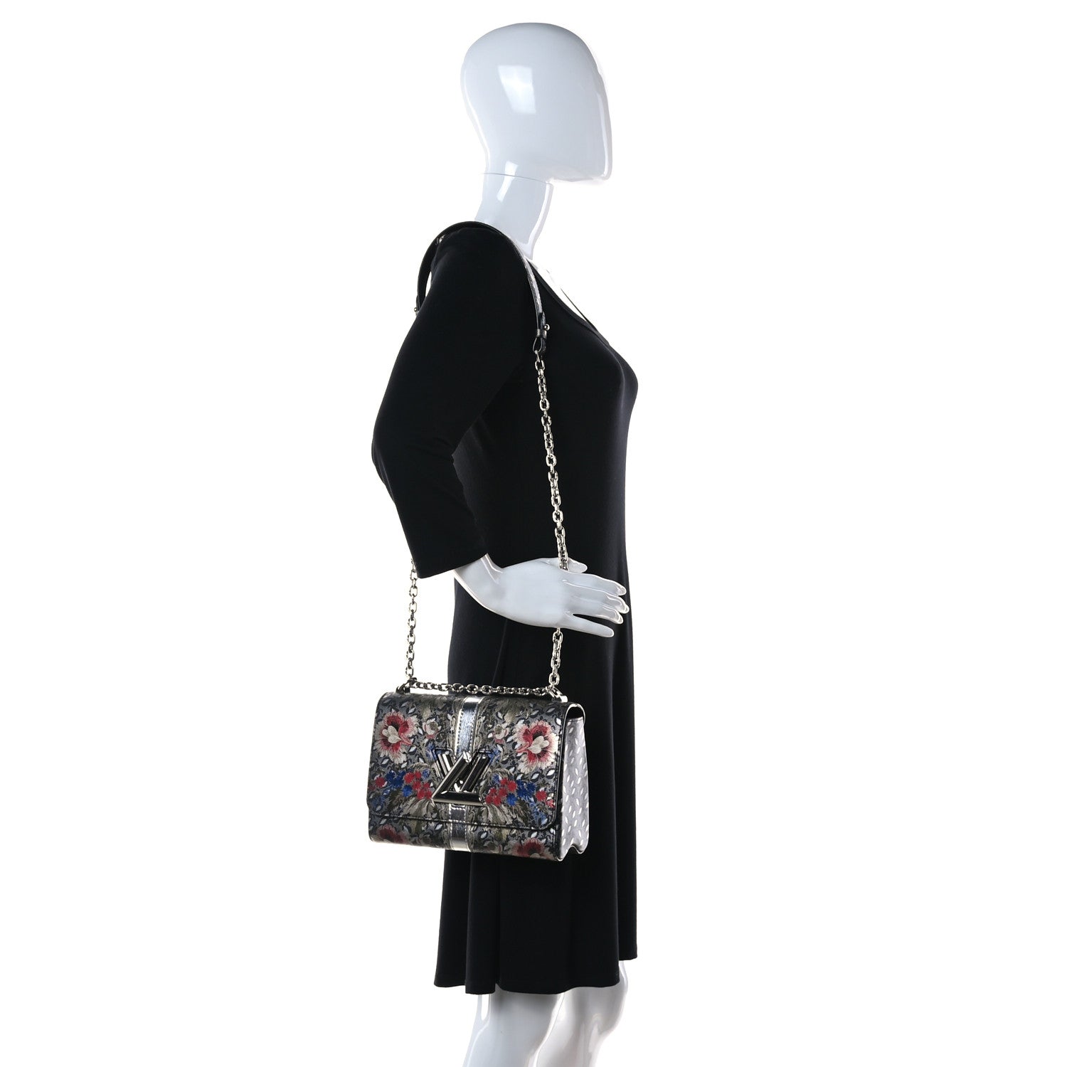 Louis Vuitton Calfskin Printed Twist Shoulder Bag MM Multicolor 2 of 9