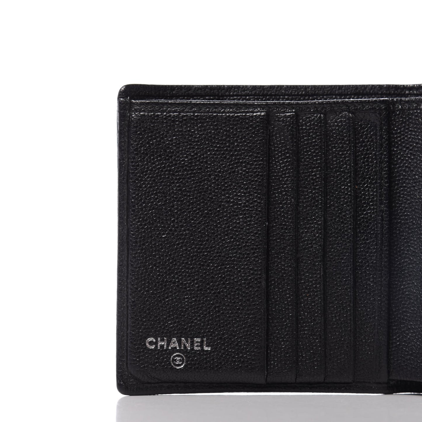 Caviar CC Button Bi-Fold Wallet Black