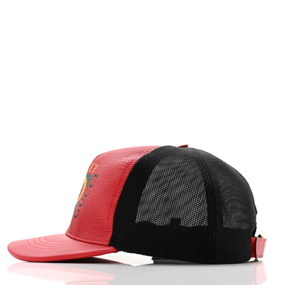 Gucci Cripto Calfskin Logo Baseball Hat XL Hibiscus Red 4 of 9