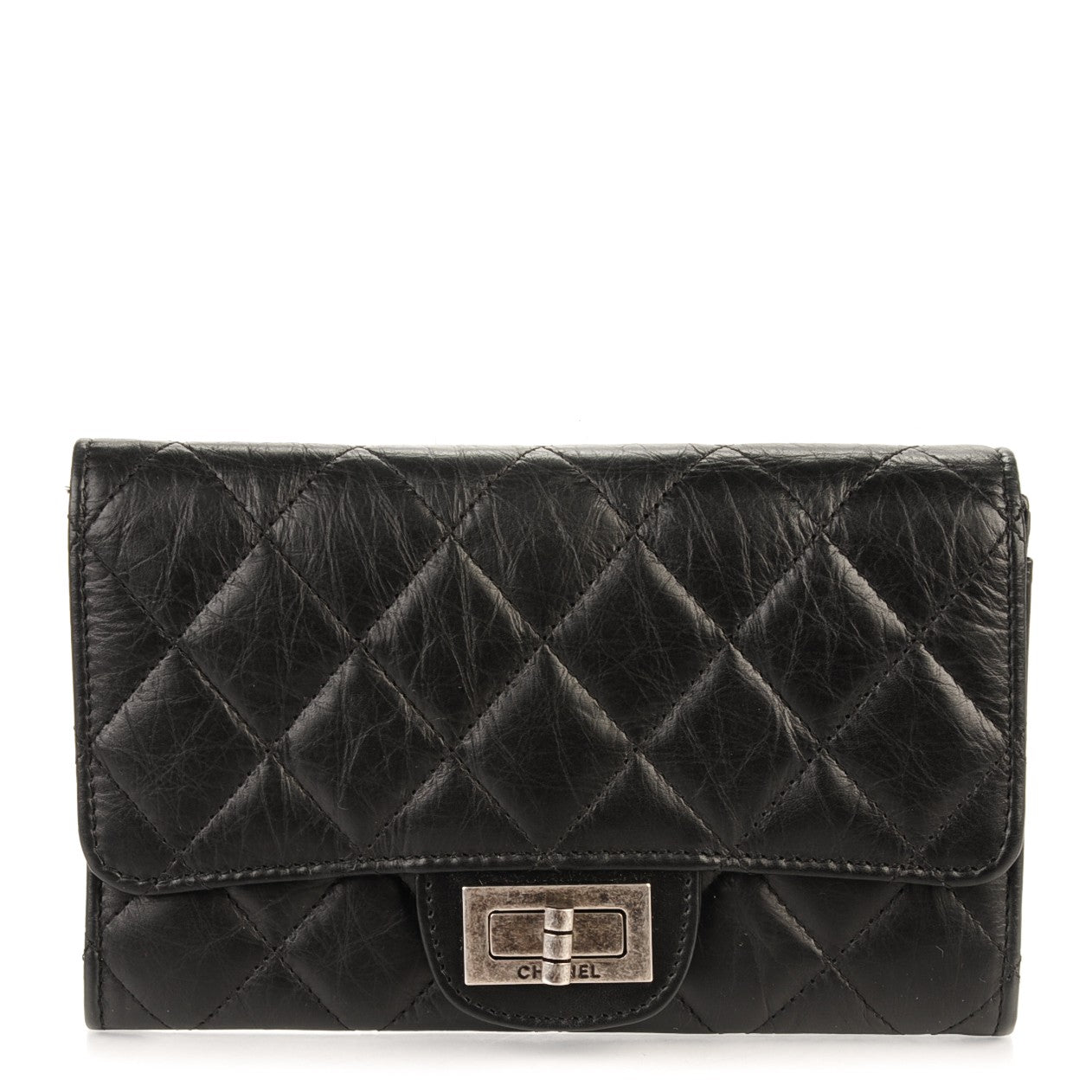 Aged Calfskin Quilted Small Reissue Flap Wallet Black