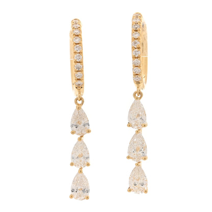 Anita Ko 18K Yellow Gold Diamond Pear Huggie Drop Earrings 1 of 4