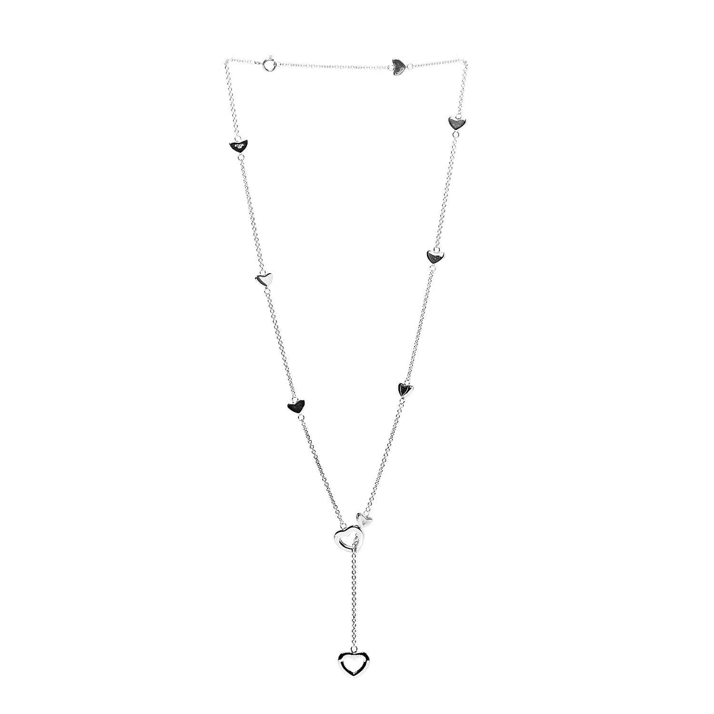 Sterling Silver Heart Lariat Necklace
